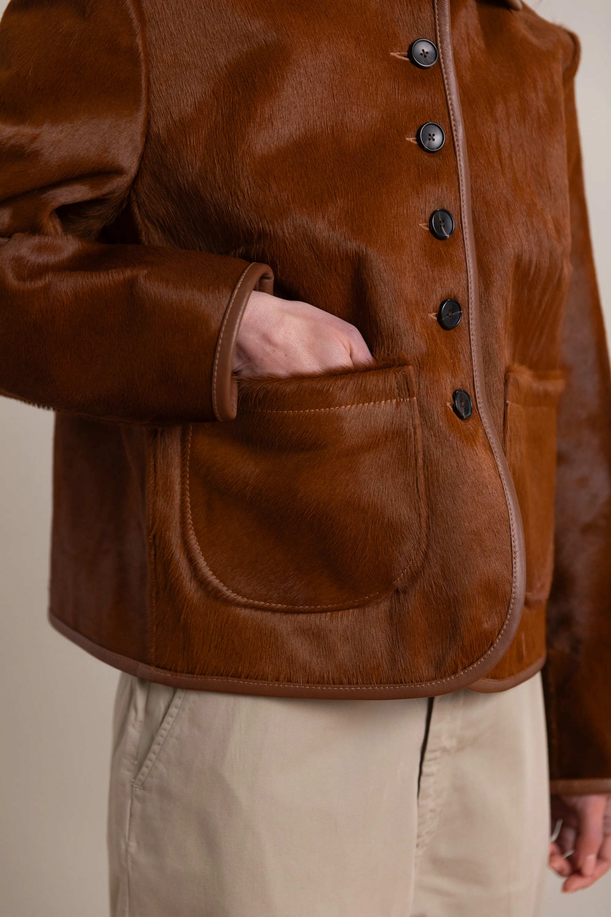 ADA JACKET IN CHESTNUT HAIR ON HIDE LEATHER - Image 2