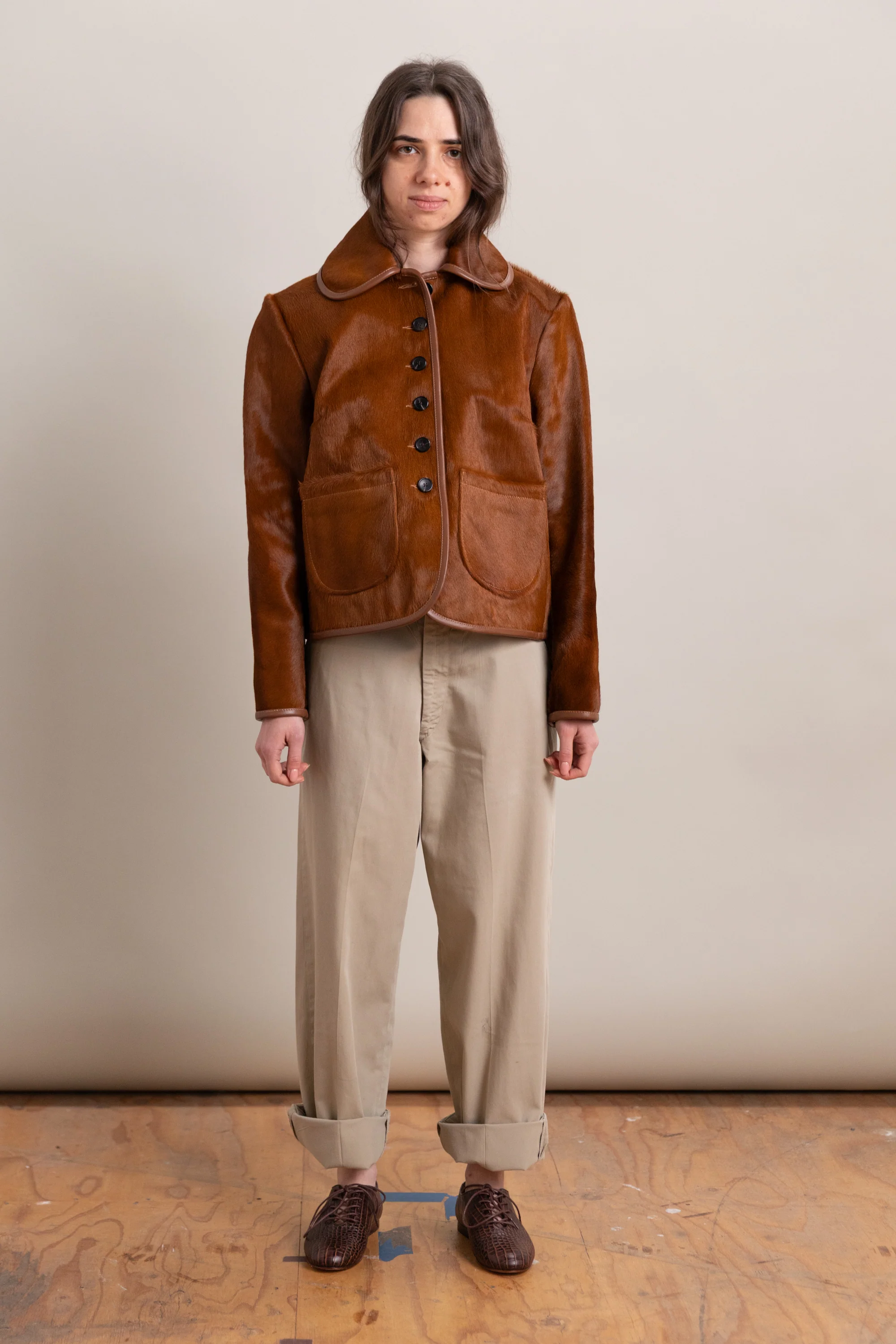 ADA JACKET IN CHESTNUT HAIR ON HIDE LEATHER - Image 3