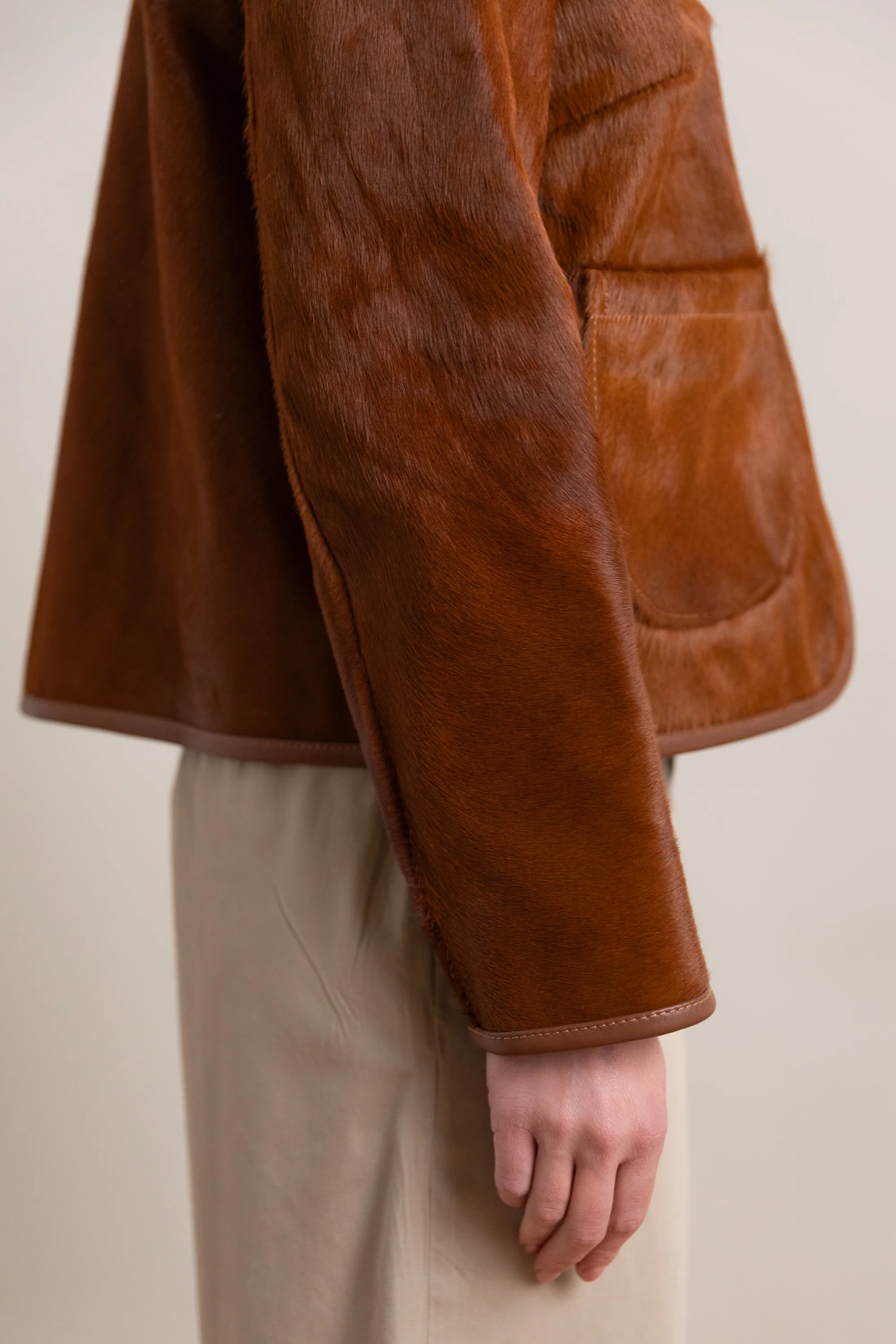 ADA JACKET IN CHESTNUT HAIR ON HIDE LEATHER - Image 4