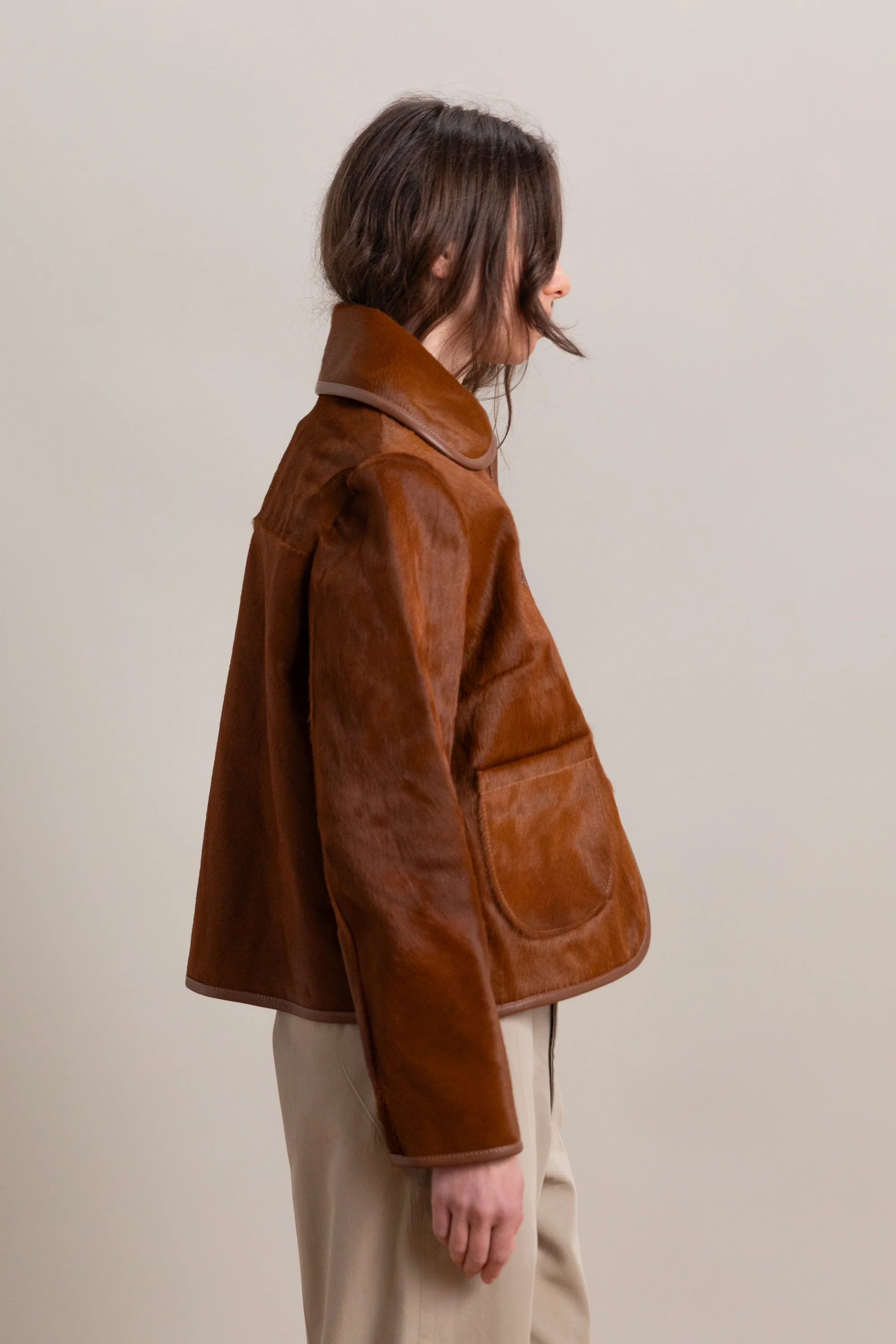ADA JACKET IN CHESTNUT HAIR ON HIDE LEATHER - Image 7