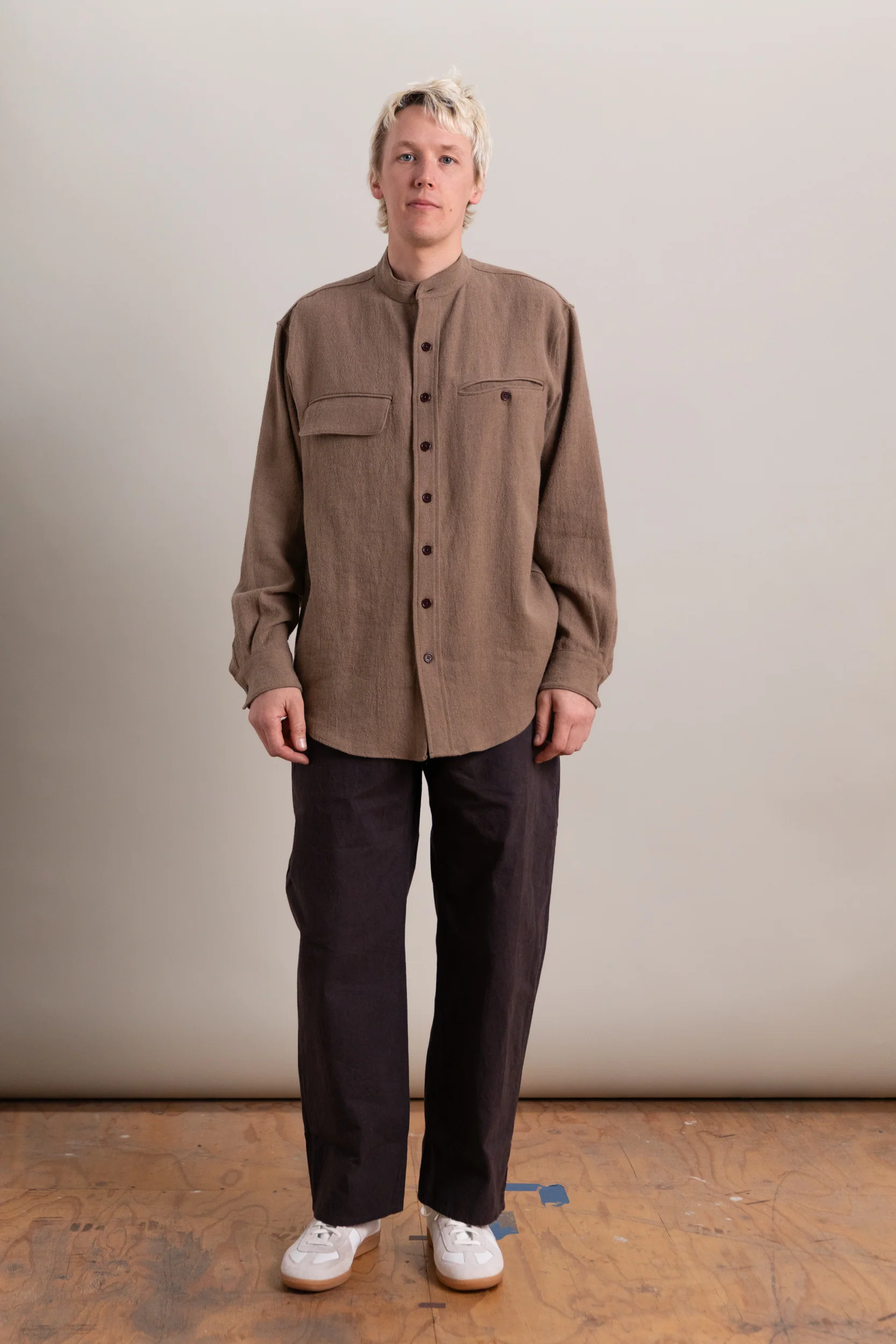 AIRPORT SHIRT IN MOCHA WOOL LINEN - Image 3