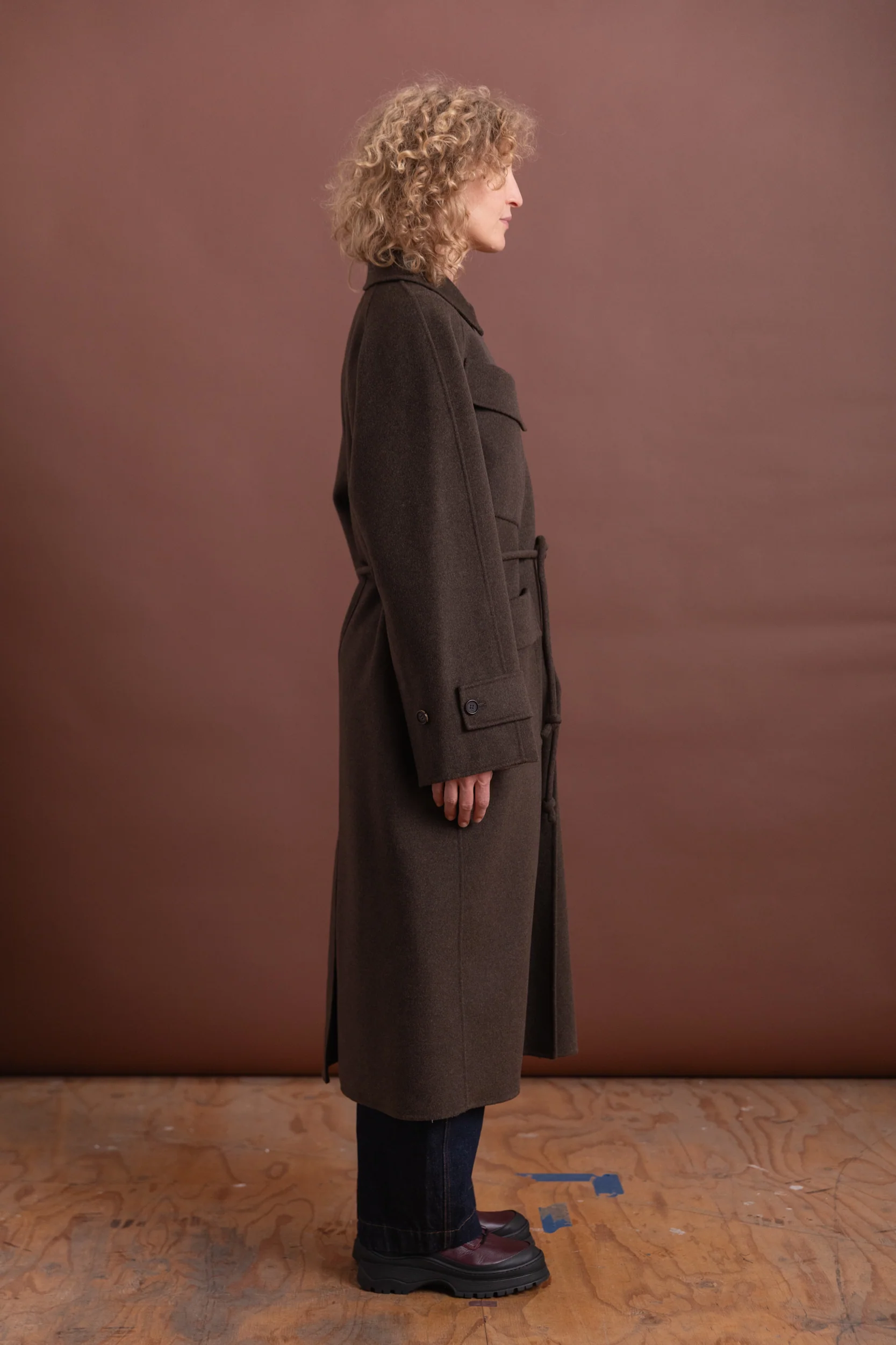 ALVES TRENCH IN BROWN MELANGE DOUBLEFACE TWILL WOOL - Image 5