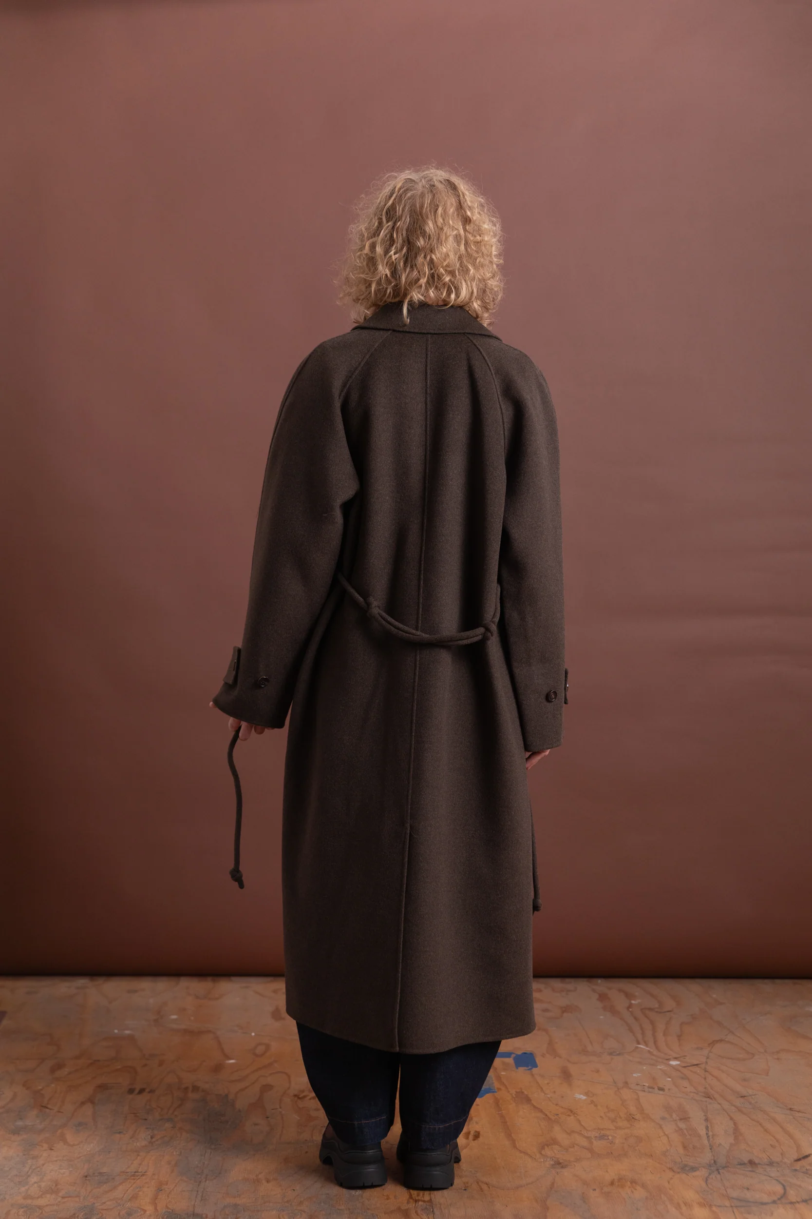 ALVES TRENCH IN BROWN MELANGE DOUBLEFACE TWILL WOOL - Image 7