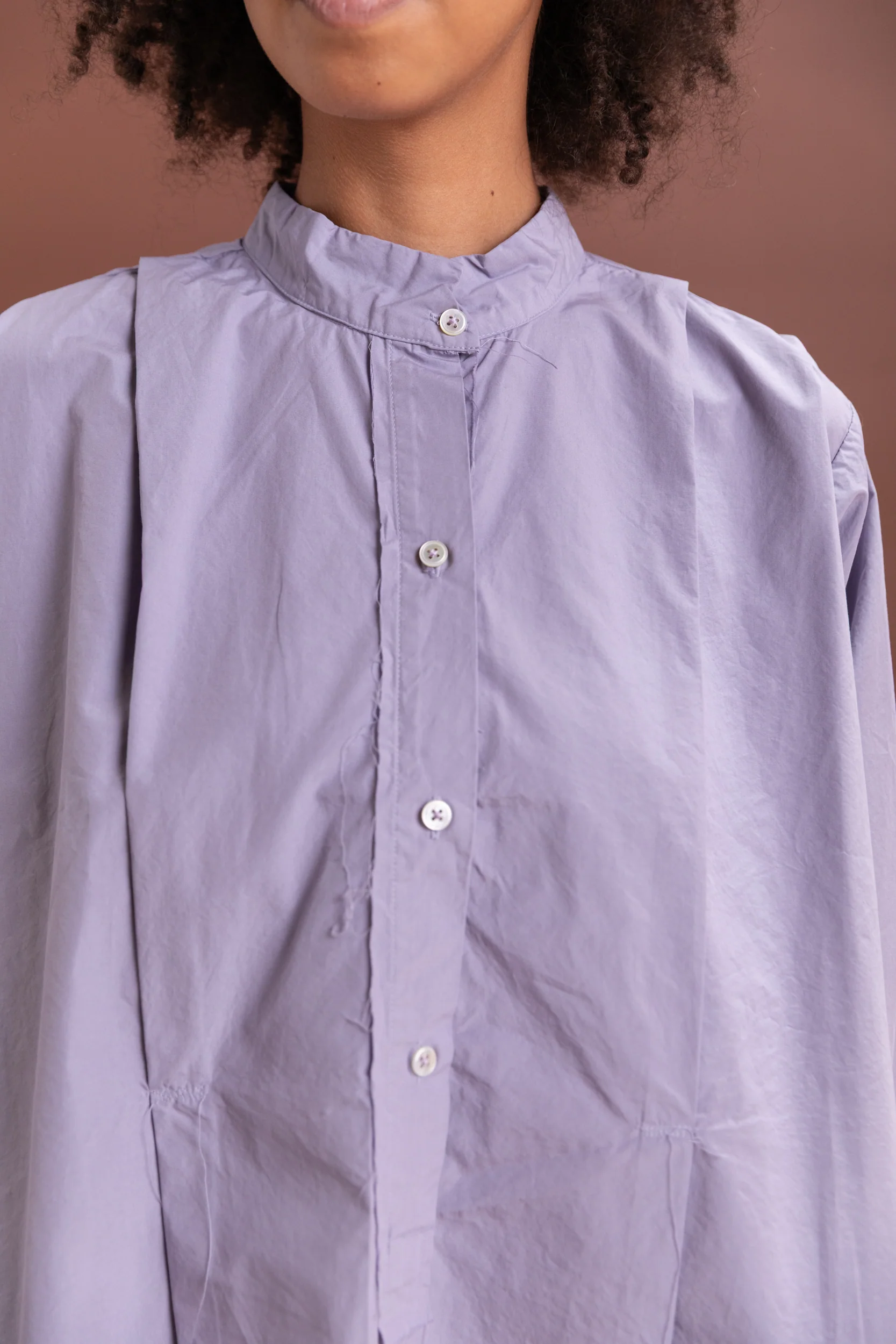 ANORAK SHIRT IN PURPLE COTTON POPLIN - Image 3