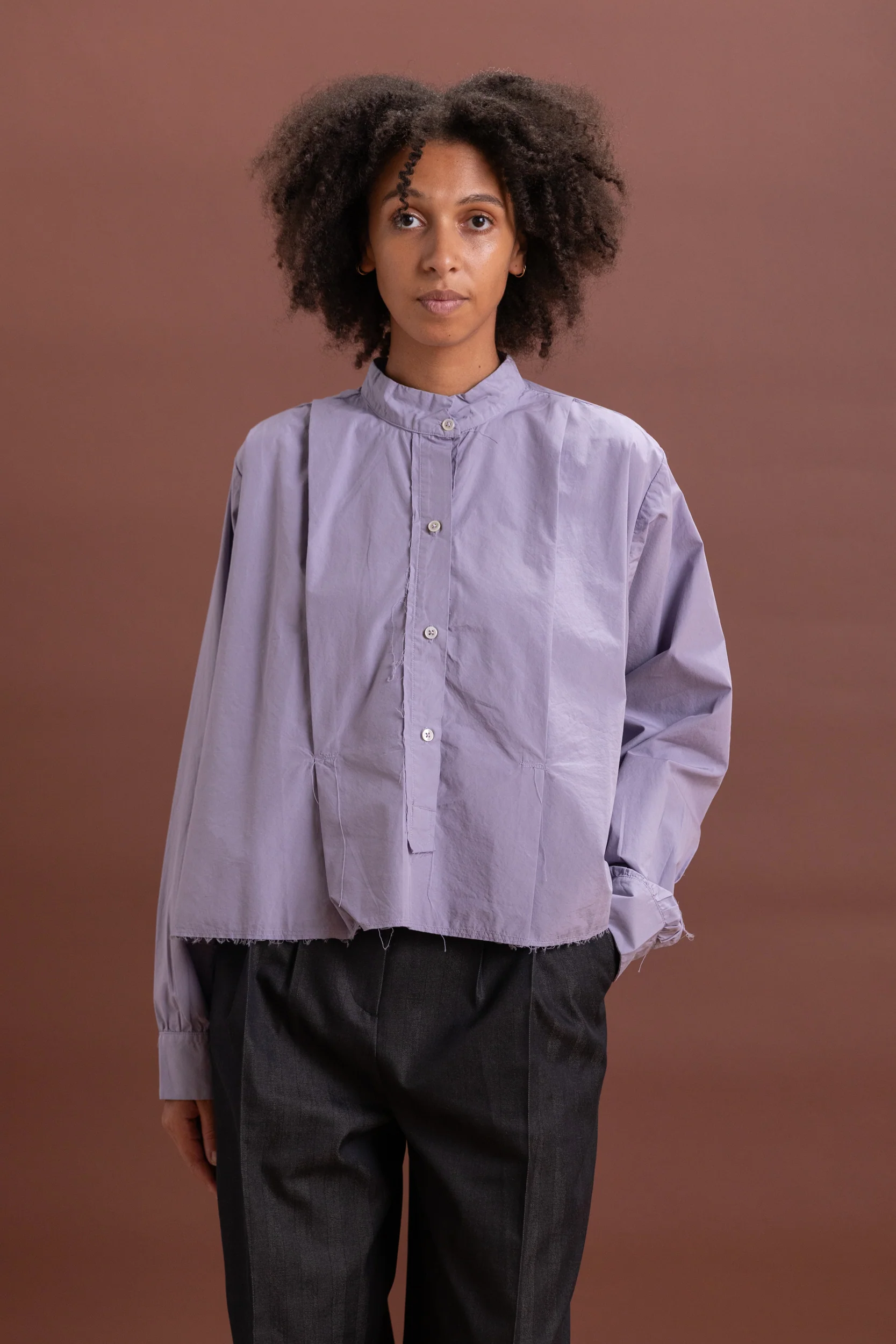 ANORAK SHIRT IN PURPLE COTTON POPLIN - Image 4