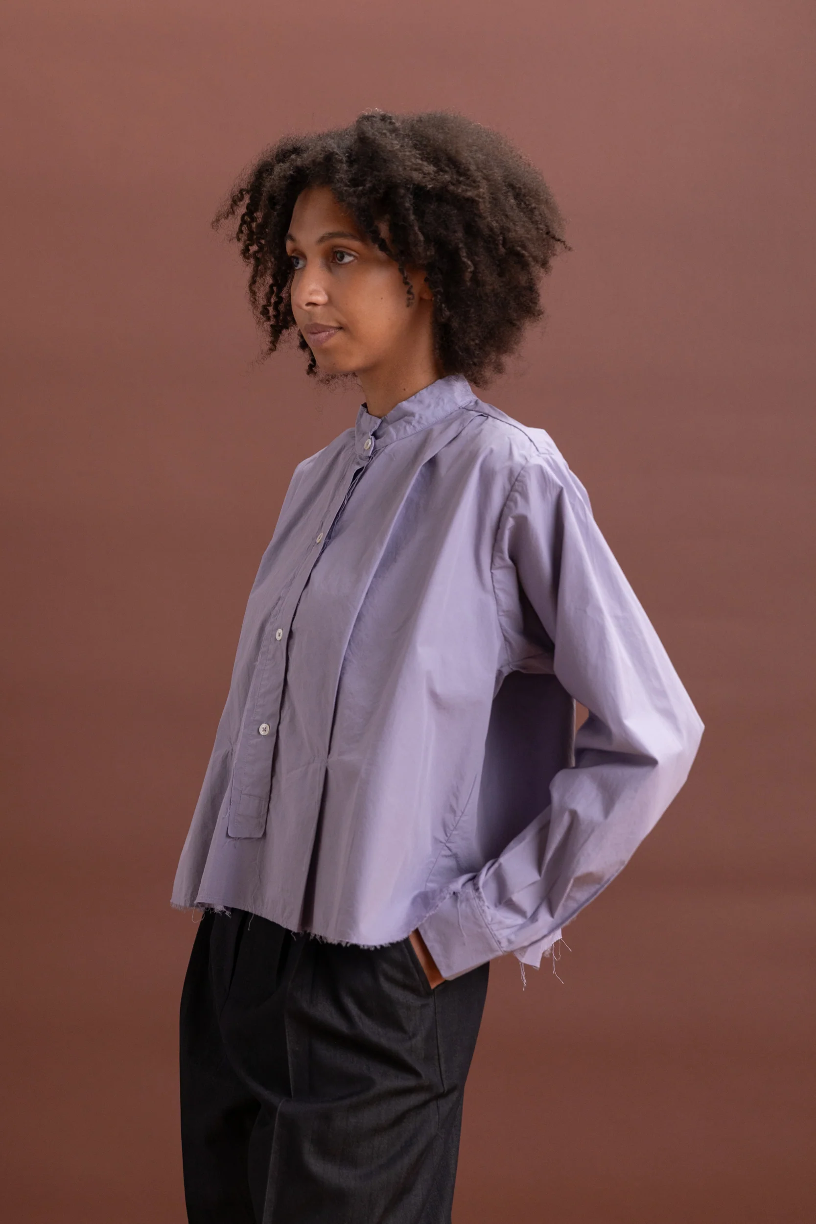 ANORAK SHIRT IN PURPLE COTTON POPLIN - Image 6