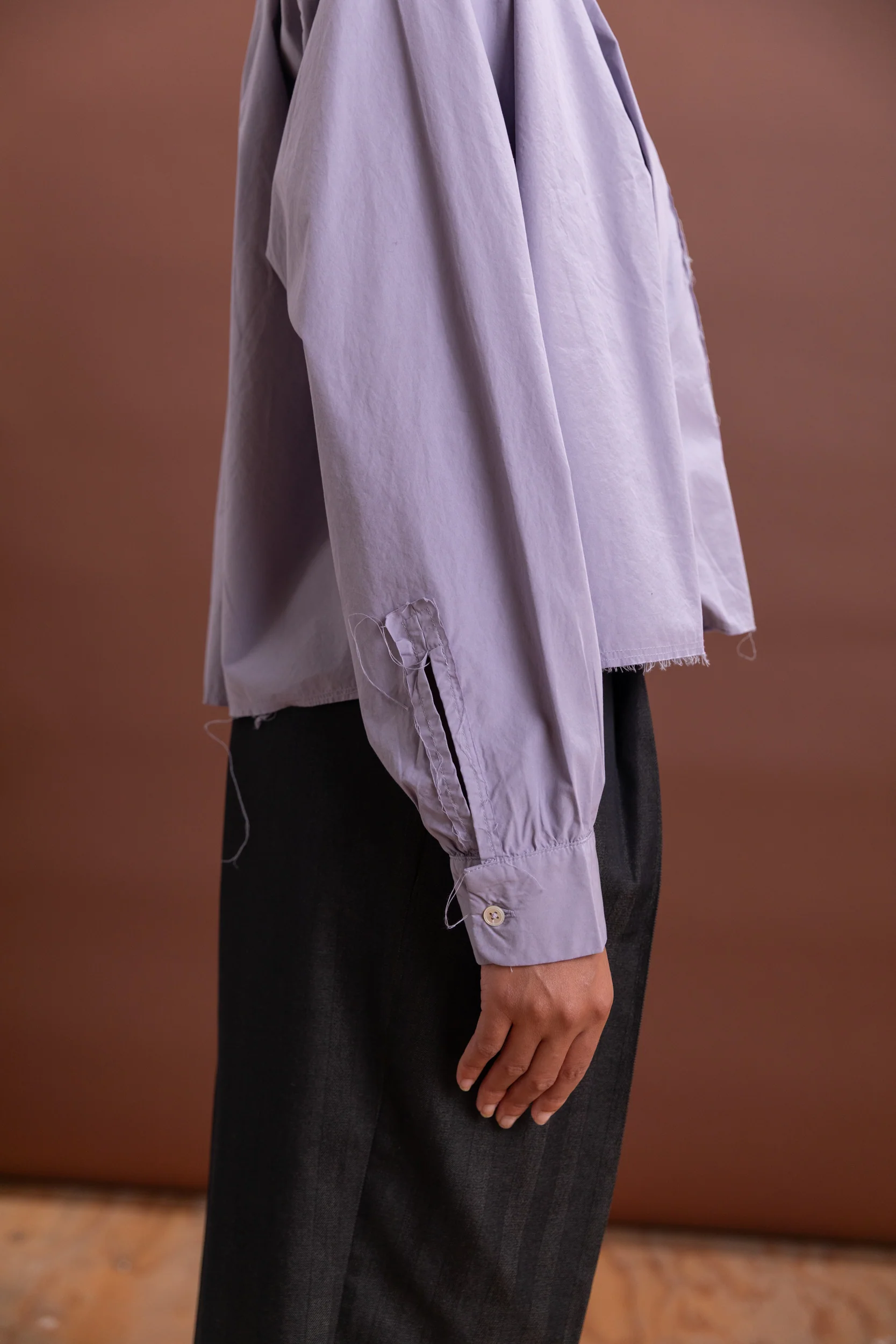 ANORAK SHIRT IN PURPLE COTTON POPLIN - Image 8