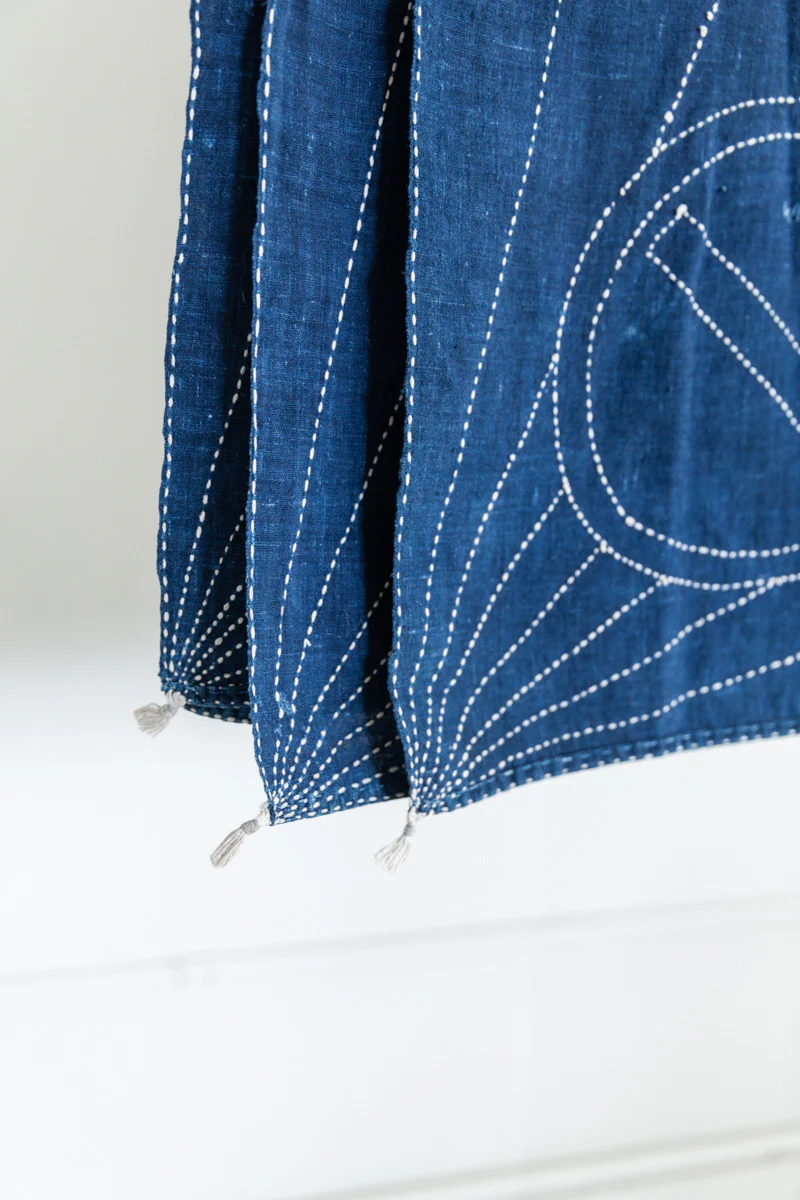 ANTIQUE JAPANESE SHIBORI INDIGO COVERLET - Image 6