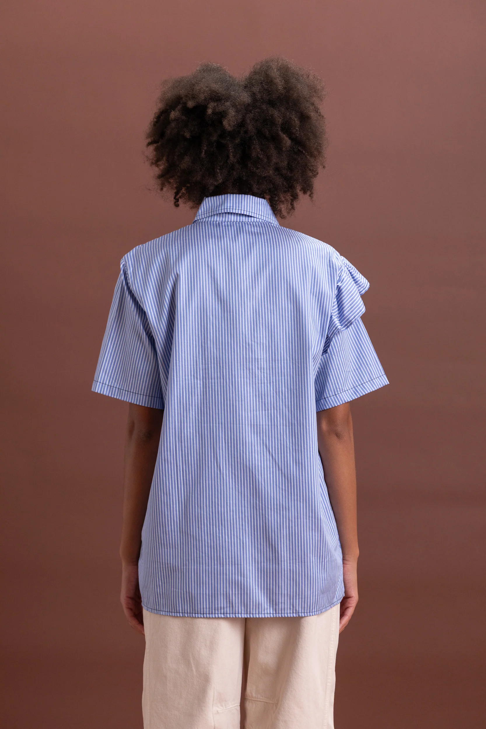 BOWIE SLEEP SHIRT IN BLUE AND WHITE STRIPE - Image 4