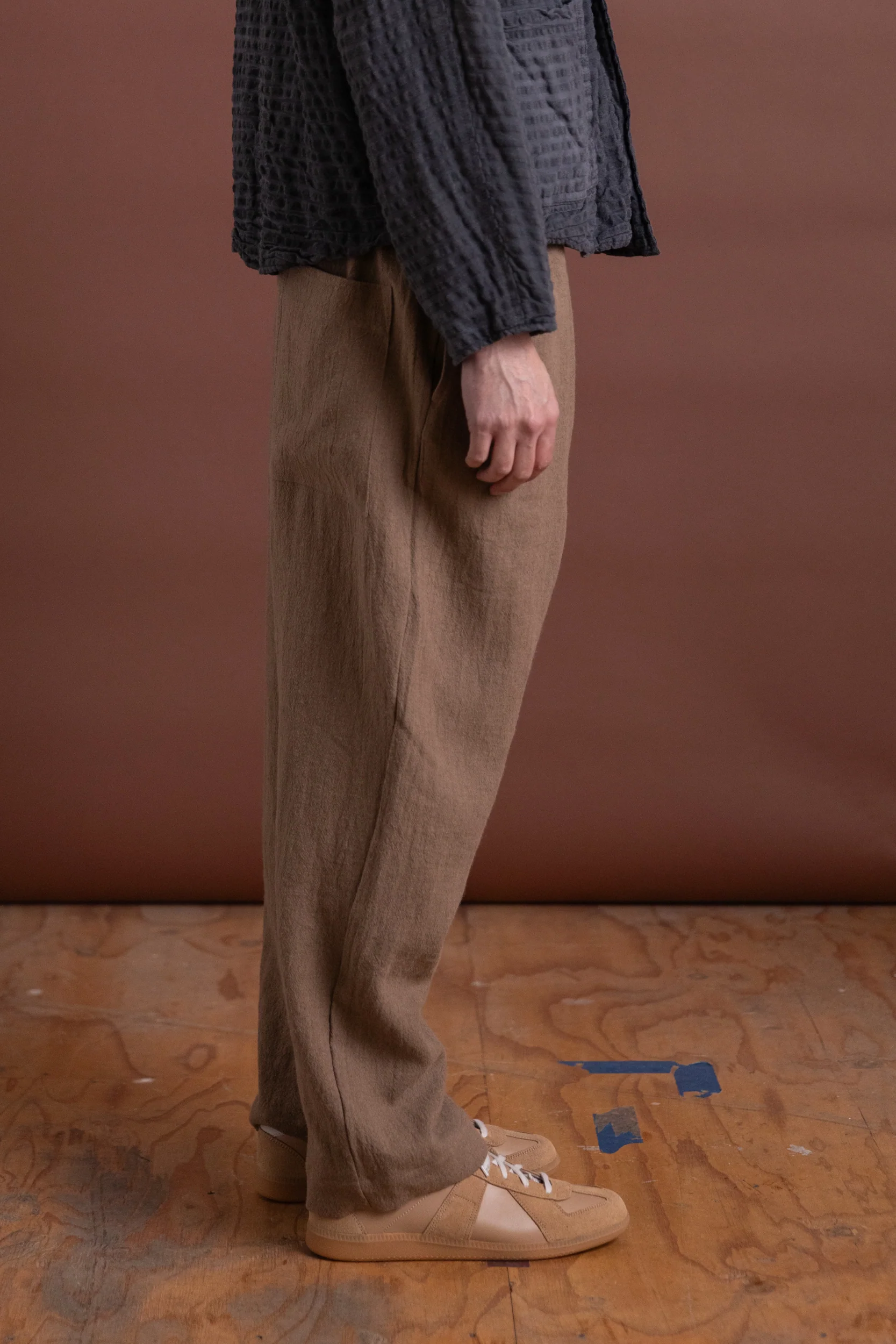 CAFE PANT IN MOCHA WOOL LINEN - Image 4