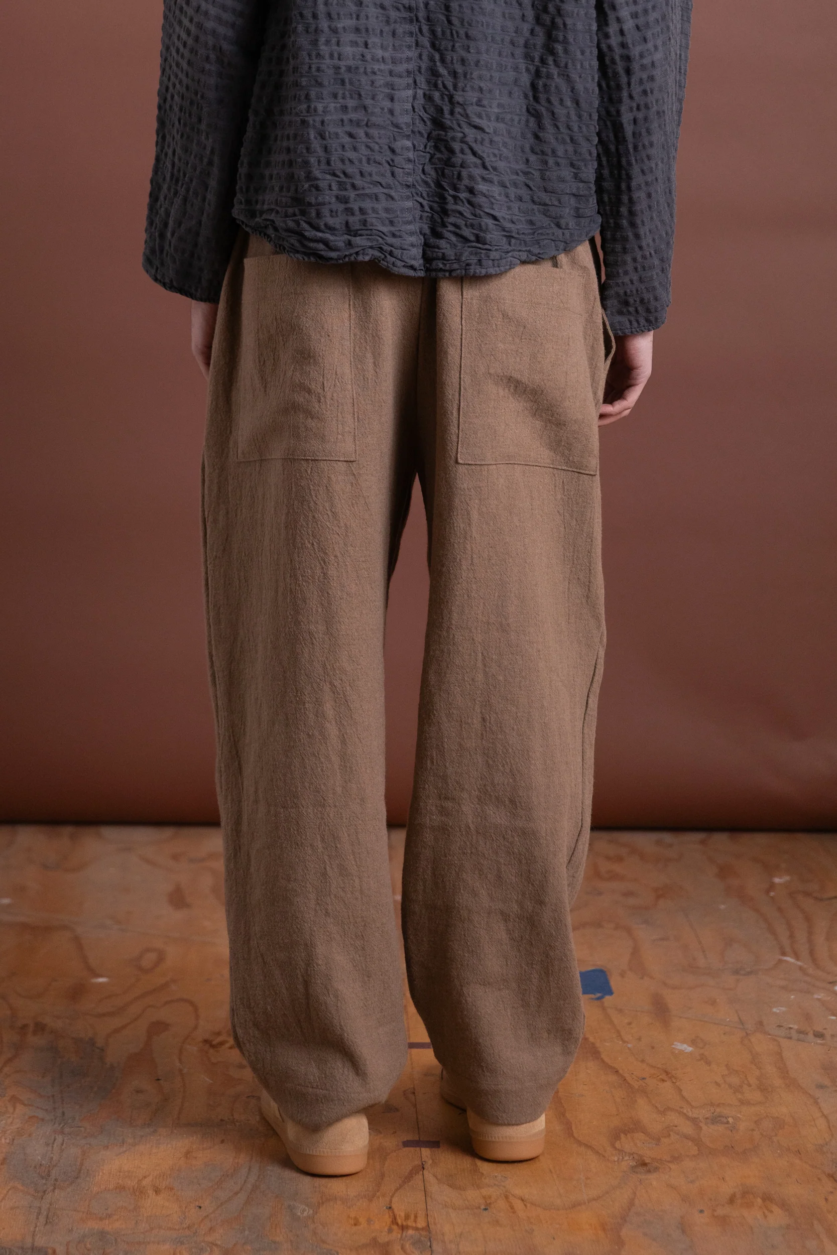 CAFE PANT IN MOCHA WOOL LINEN - Image 5