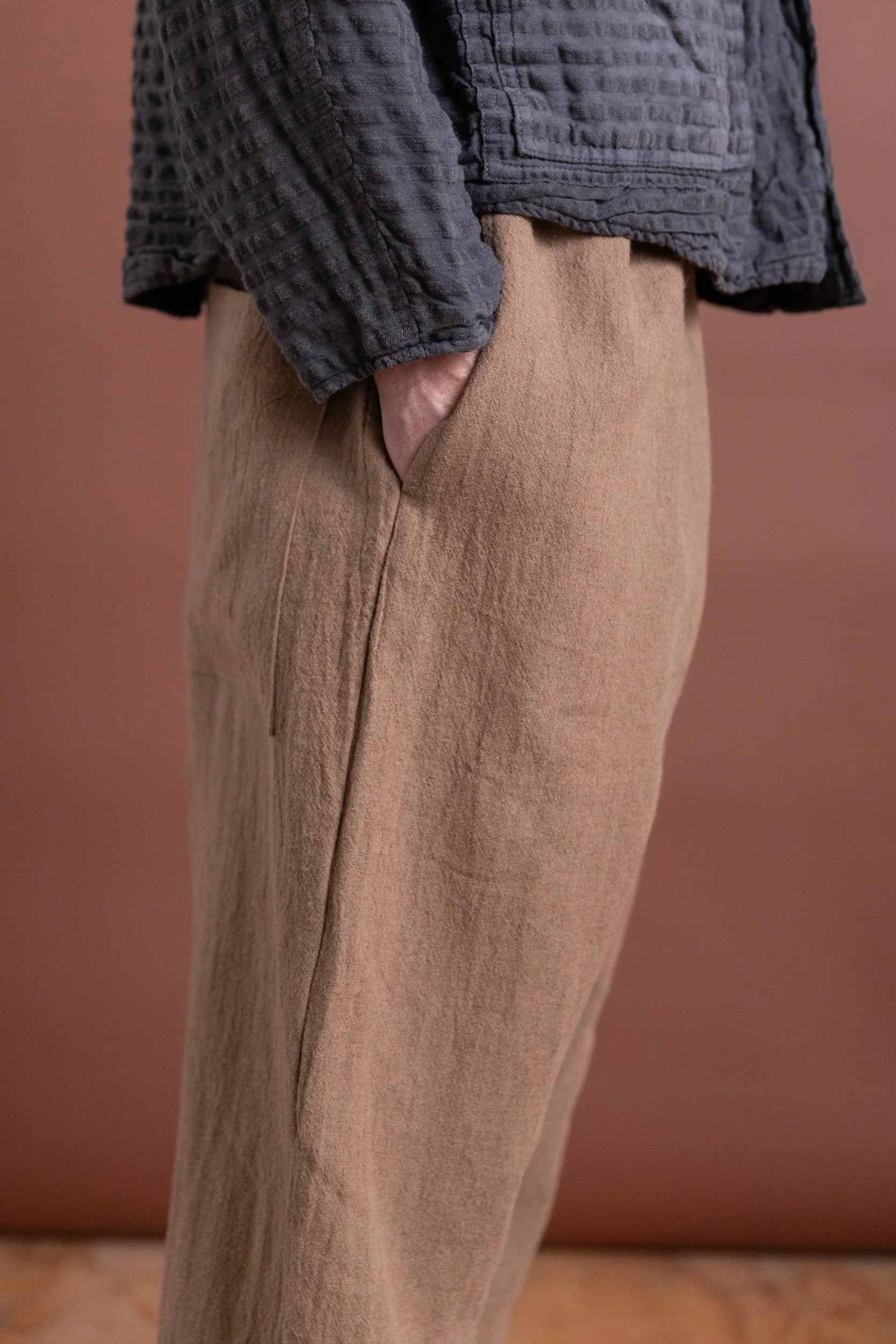 CAFE PANT IN MOCHA WOOL LINEN - Image 7