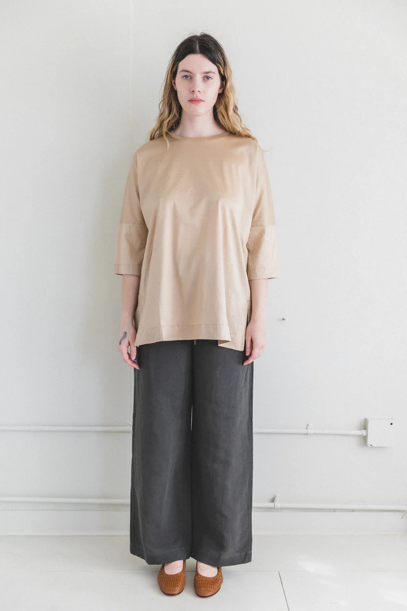 CAMISOLE TEE SHIRT IN BEIGE COTTON JERSEY - Image 3
