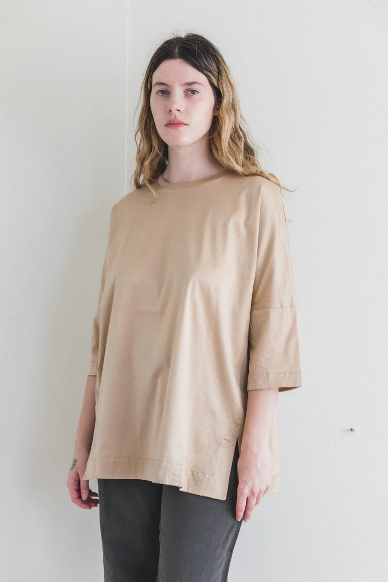 CAMISOLE TEE SHIRT IN BEIGE COTTON JERSEY - Image 4