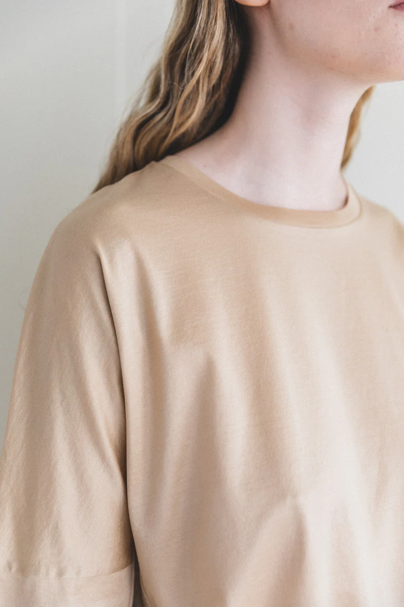 CAMISOLE TEE SHIRT IN BEIGE COTTON JERSEY - Image 6