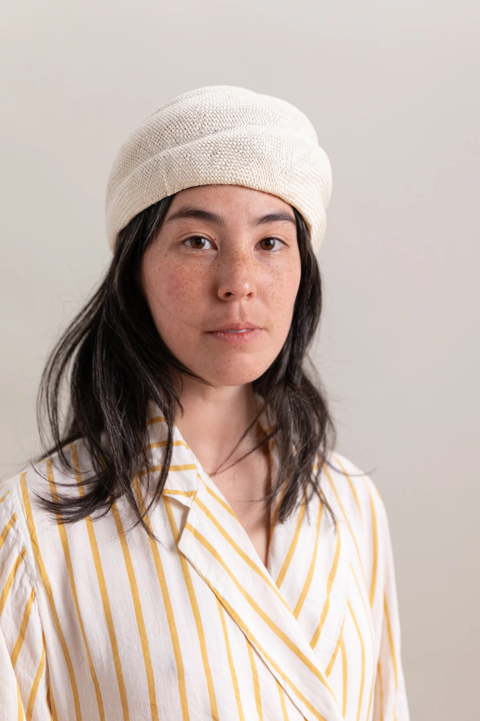 CAWLEY X BROOKES BOSWELL STRAW BERET IN IVORY - Image 2