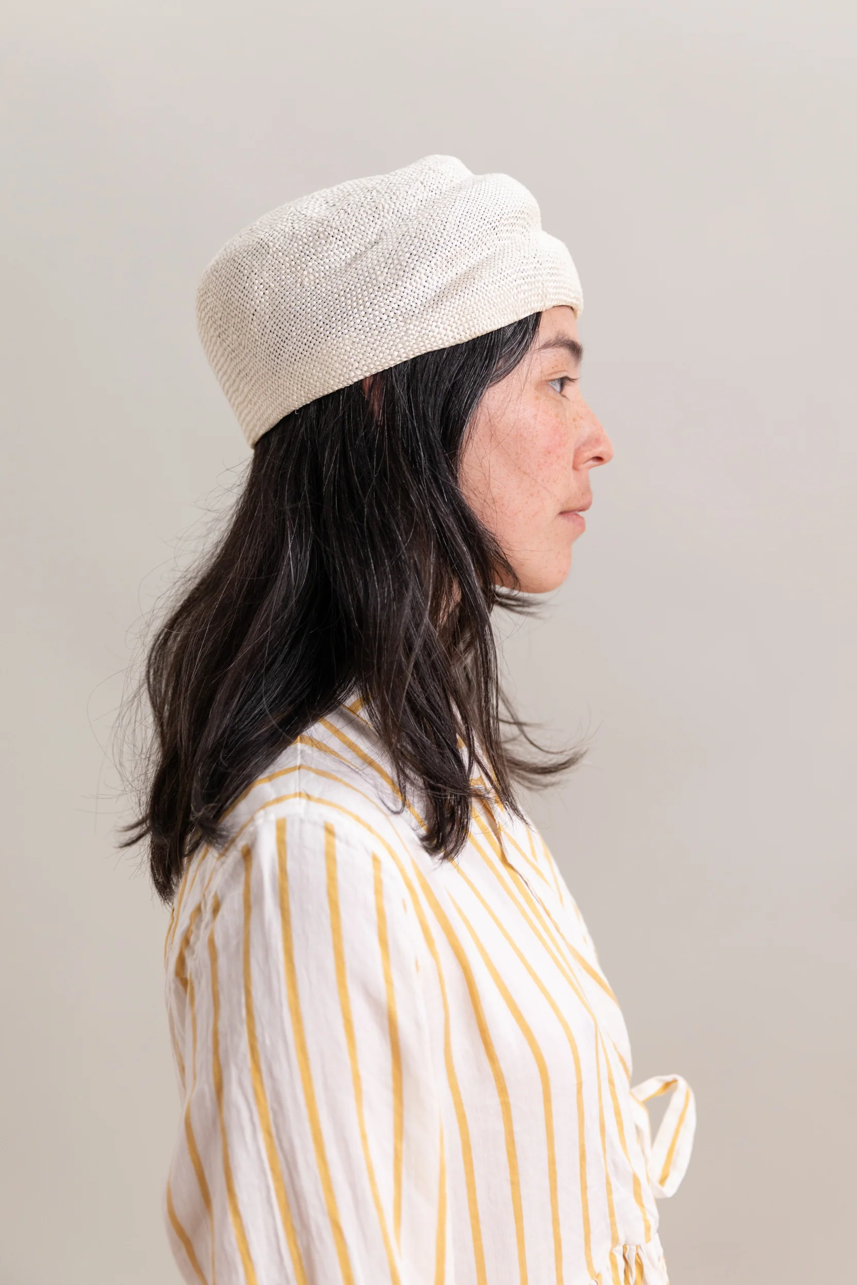 CAWLEY X BROOKES BOSWELL STRAW BERET IN IVORY - Image 3