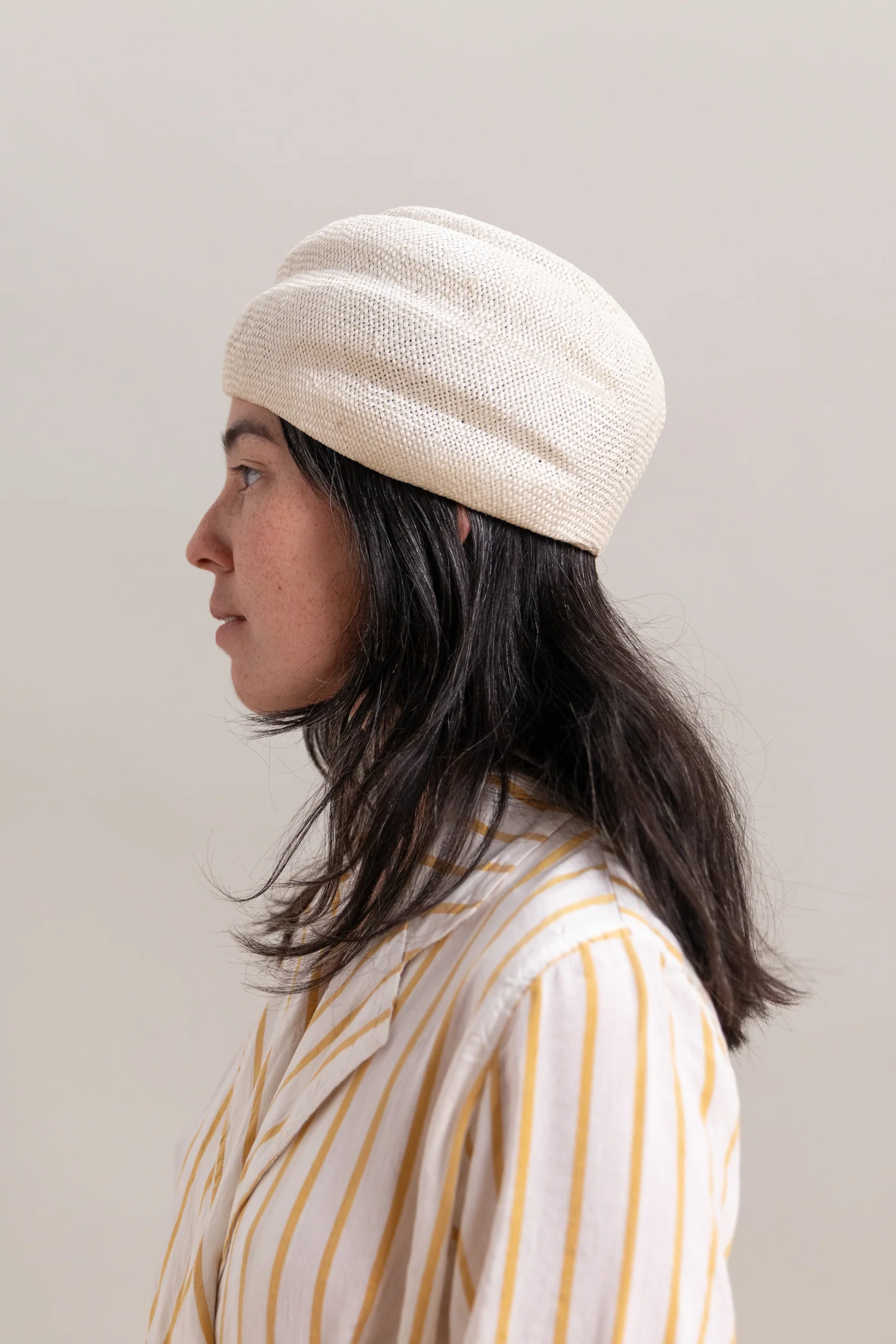 CAWLEY X BROOKES BOSWELL STRAW BERET IN IVORY - Image 4