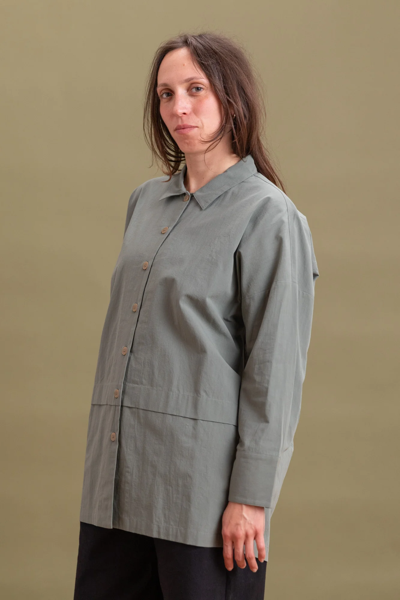 PLEIN LONG SLEEVE SHIRT IN OLIVE - Image 3