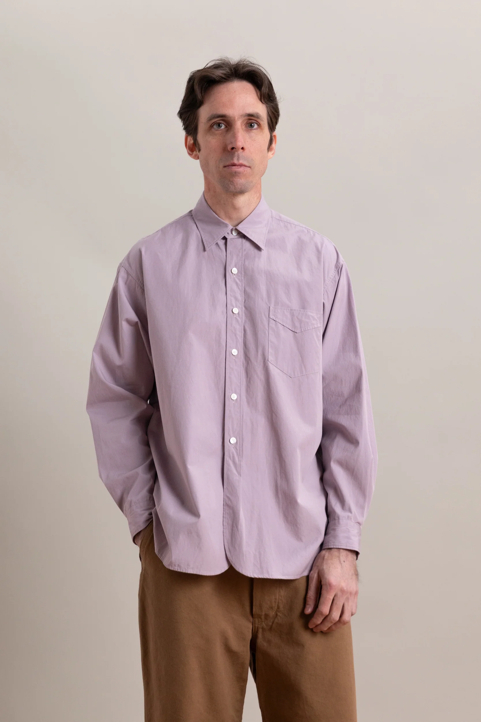 CLASSIC DRESS SHIRT IN LILAC COTTON HAKEME CHAMBRAY - Image 2