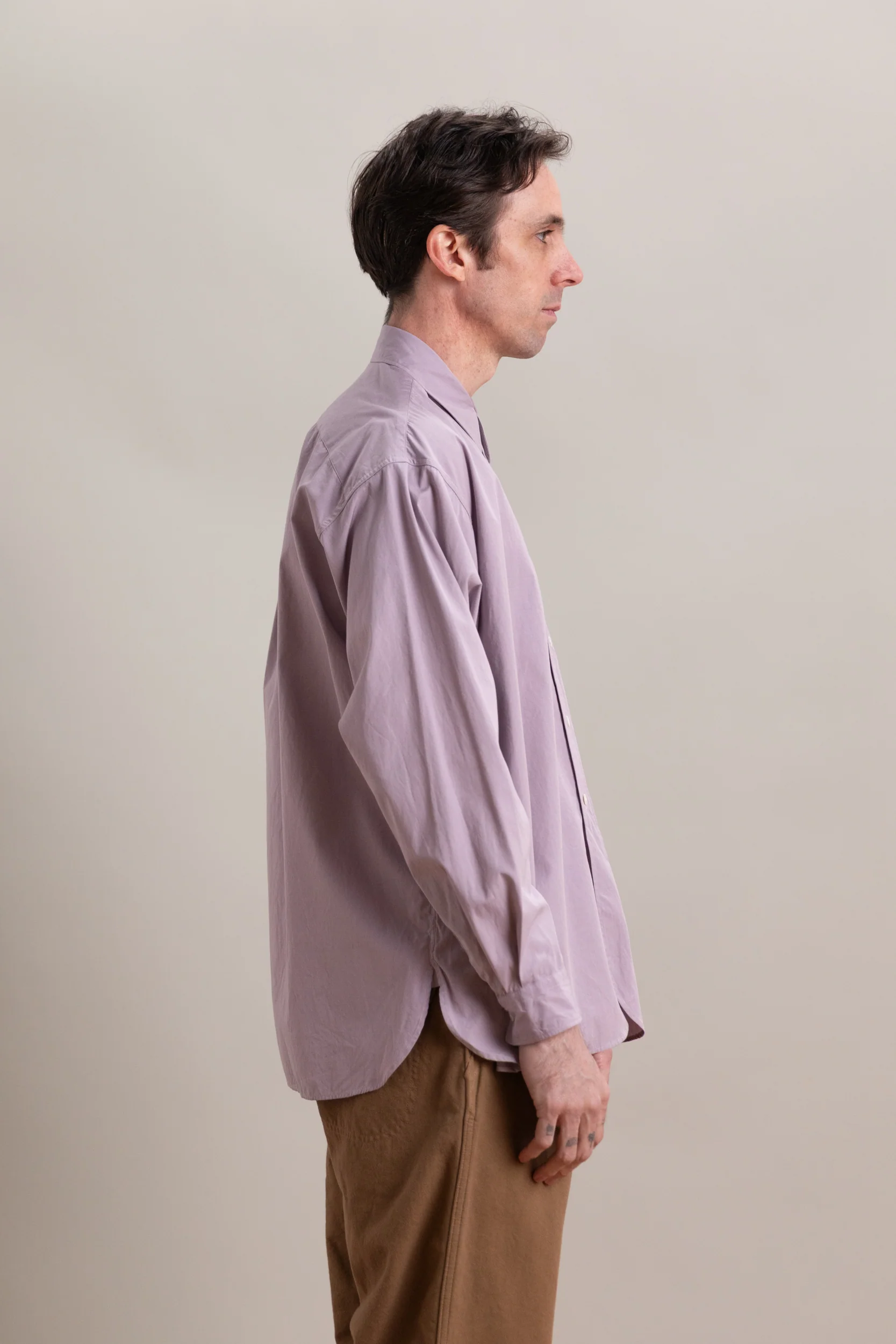 CLASSIC DRESS SHIRT IN LILAC COTTON HAKEME CHAMBRAY - Image 3