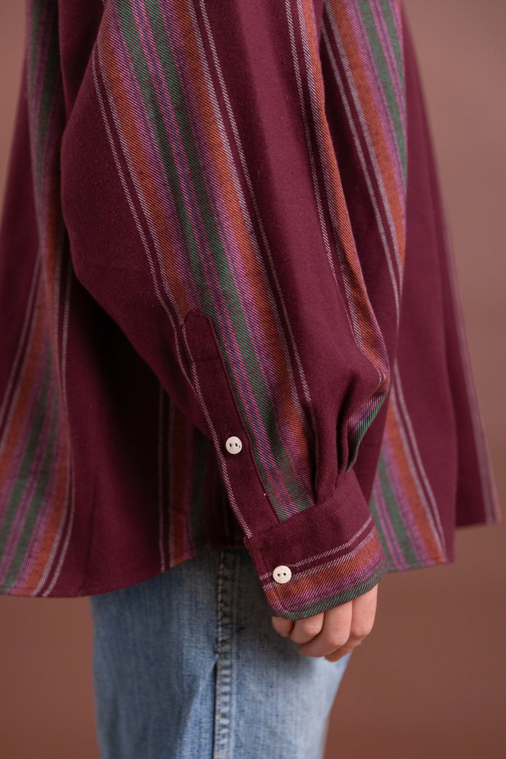 CLAUDE SHIRT IN FLANNEL MAROON STRIPE - Image 4