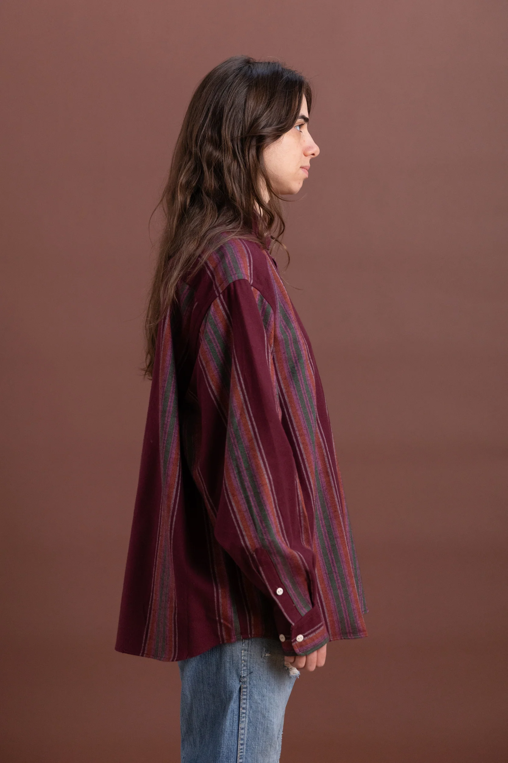 CLAUDE SHIRT IN FLANNEL MAROON STRIPE - Image 6