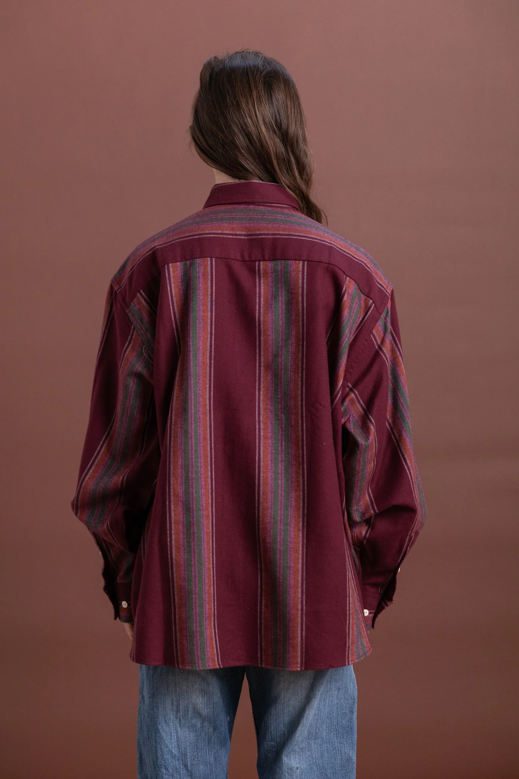 CLAUDE SHIRT IN FLANNEL MAROON STRIPE - Image 8