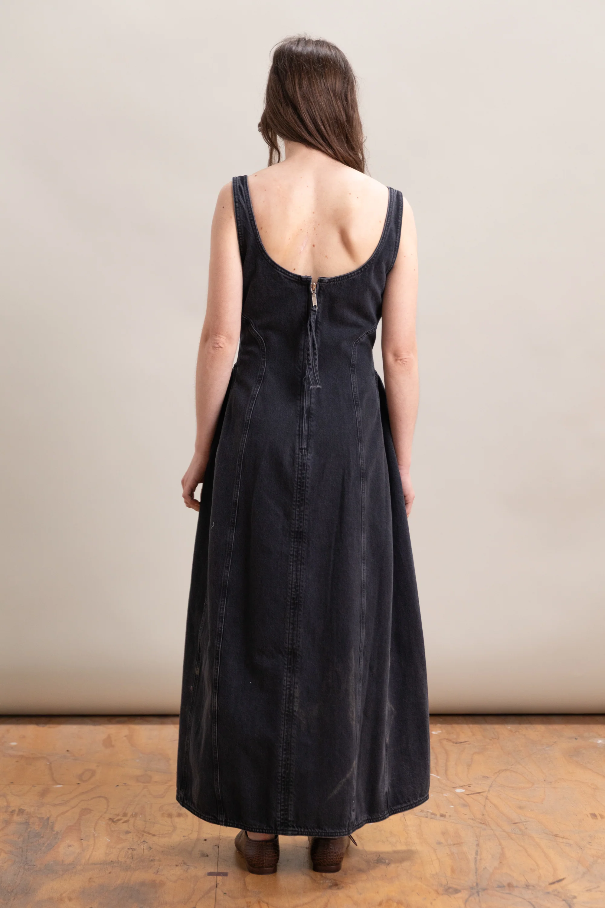COCOON BUSTIER DRESS IN HURRICANE DENIM - Image 6