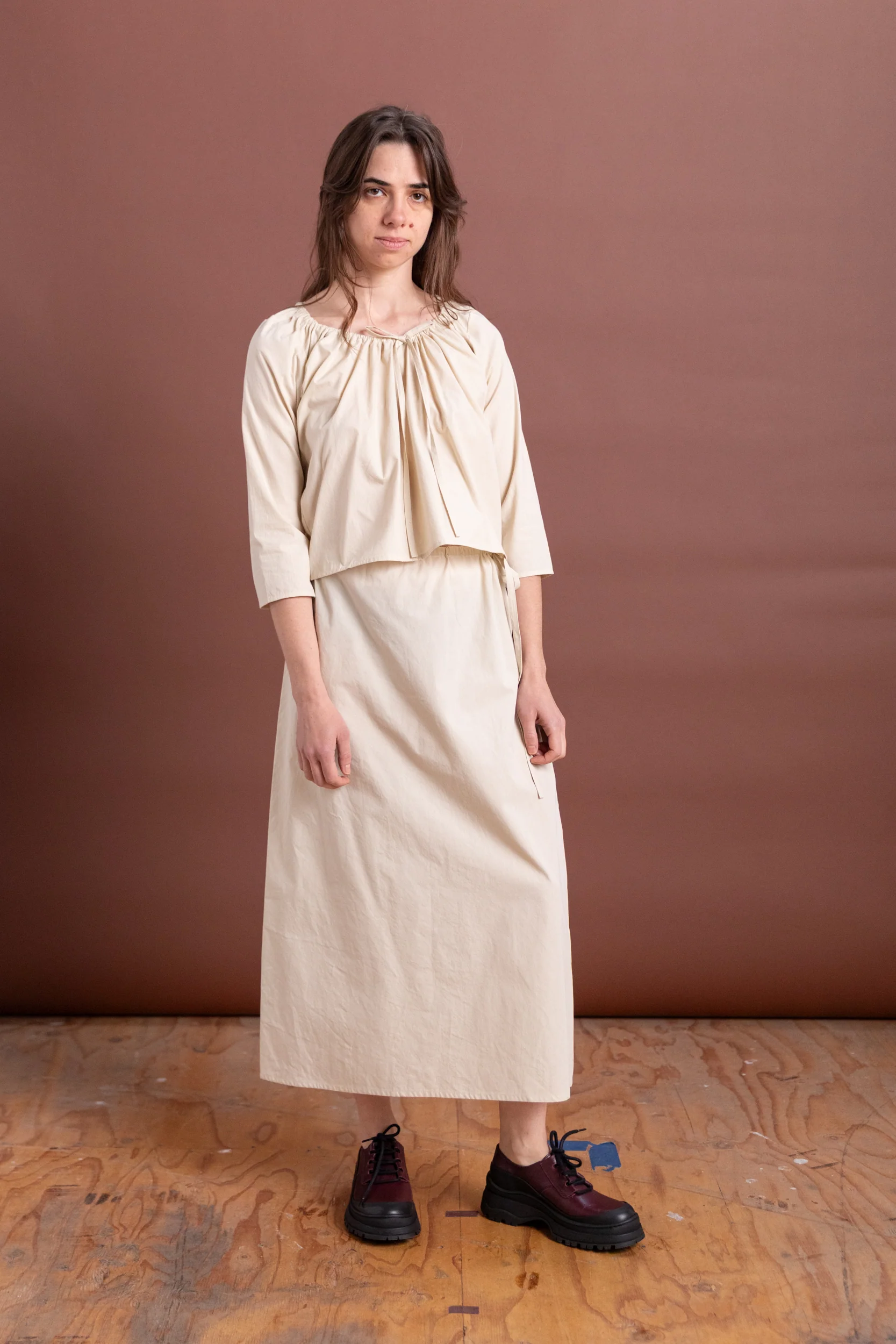 COLUMN SKIRT IN RICE COTTON POPLIN - Image 2