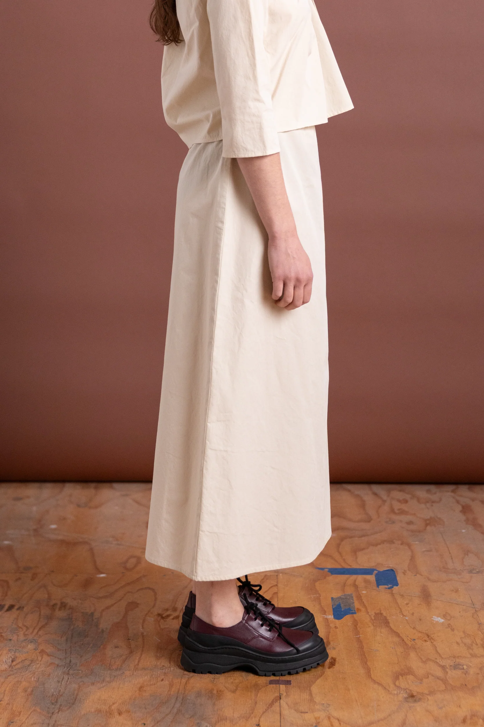 COLUMN SKIRT IN RICE COTTON POPLIN - Image 3