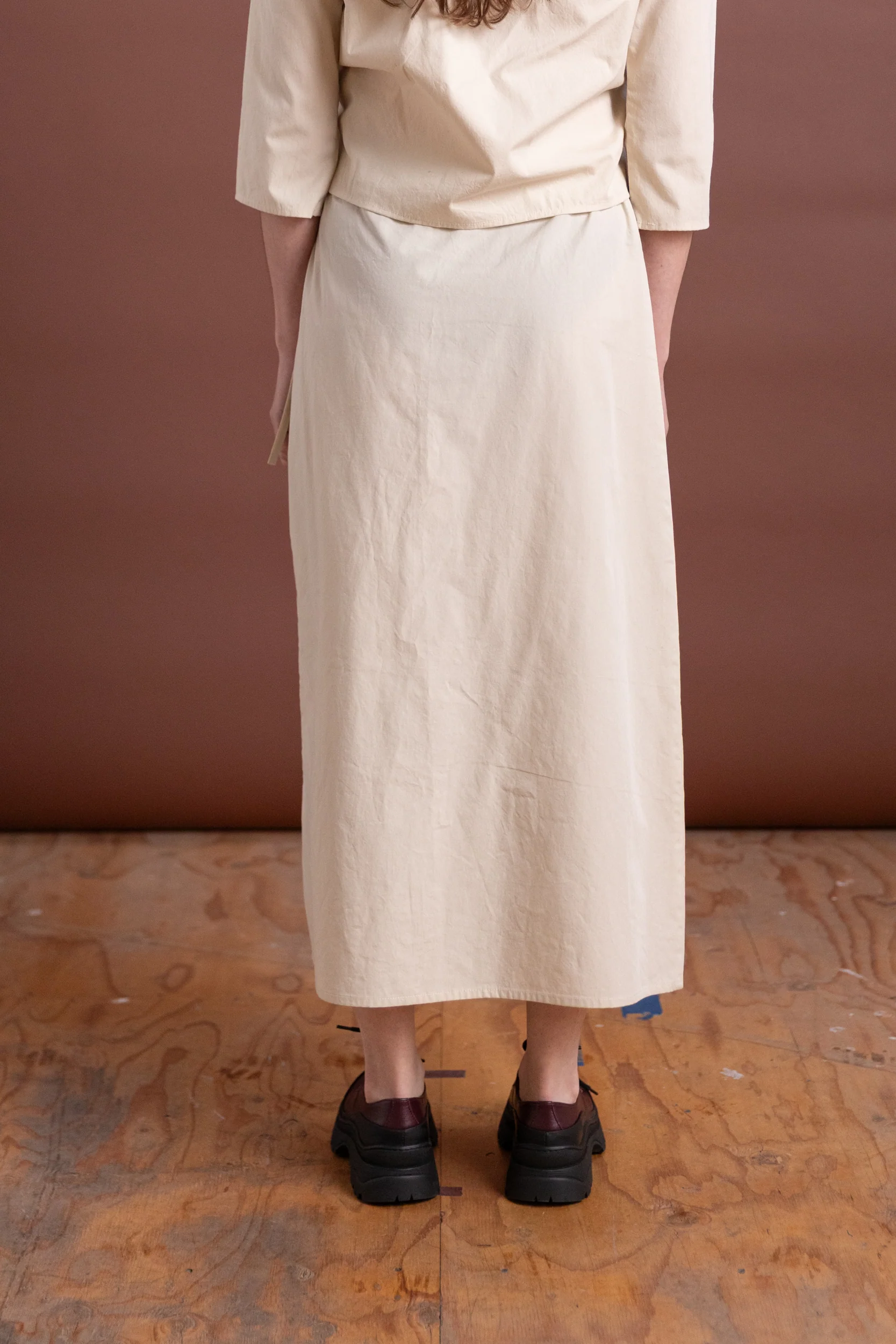 COLUMN SKIRT IN RICE COTTON POPLIN - Image 4