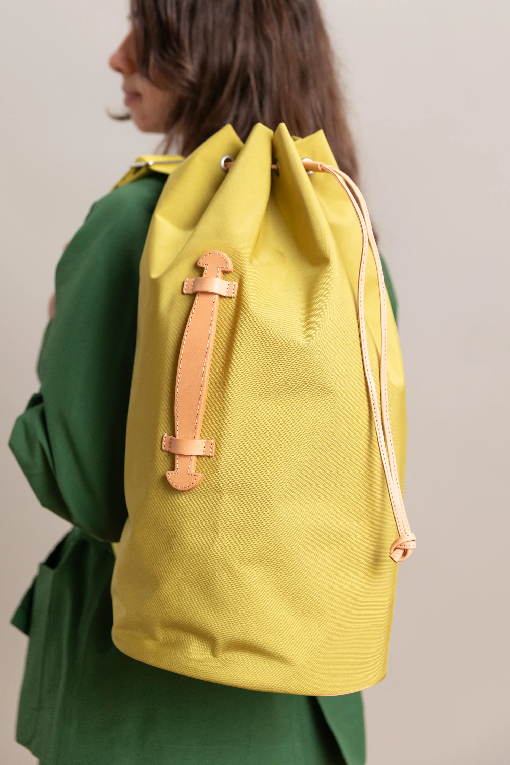 CORDURA NYLON SHOULDER BAG IN LIME YELLOW - Image 4
