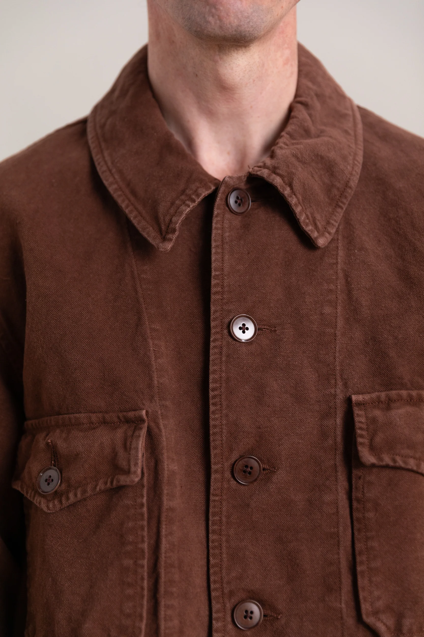 HUNT JACKET IN BROWN HEAVY COTTON HEMP OXFORD - Image 2