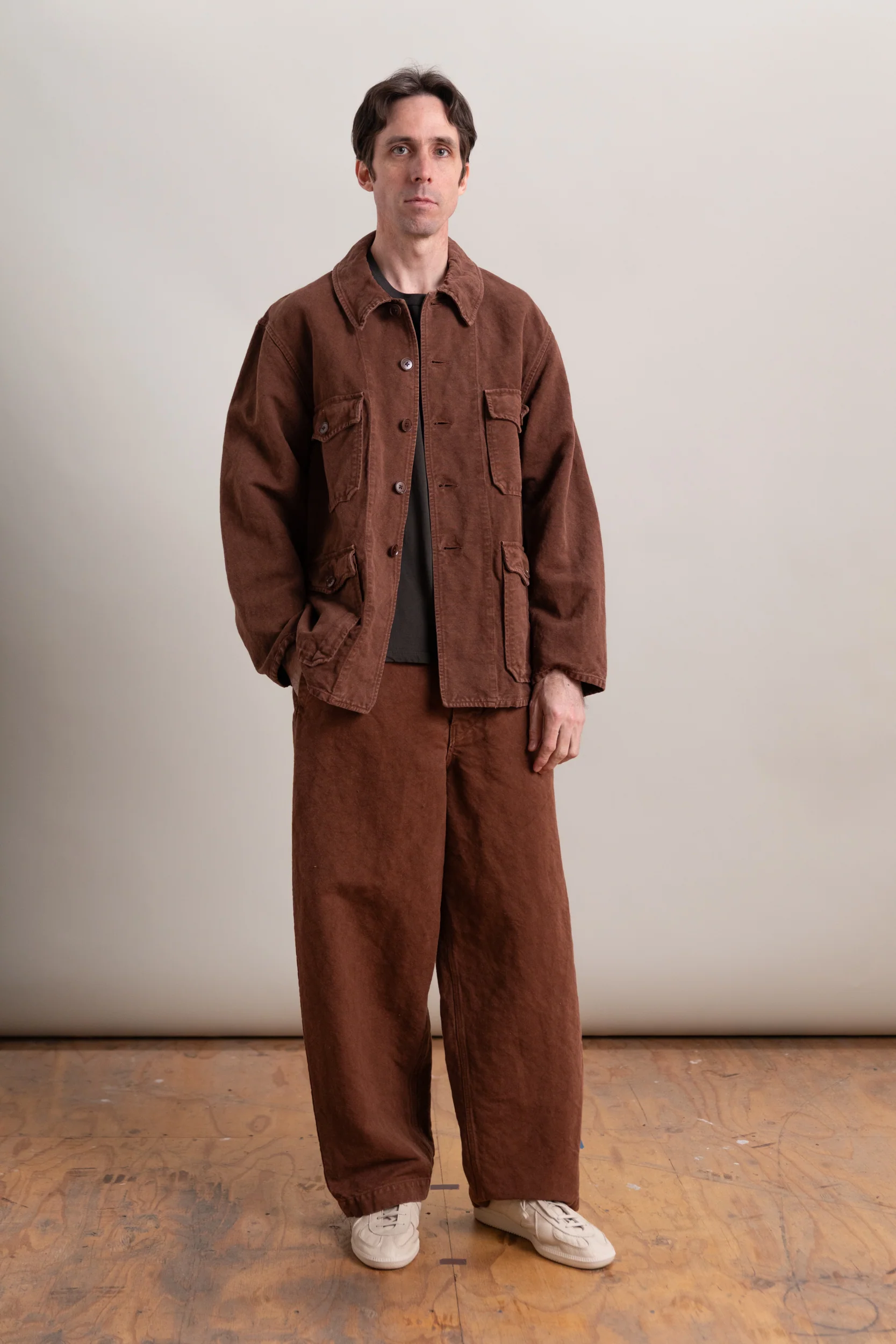 HUNT JACKET IN BROWN HEAVY COTTON HEMP OXFORD - Image 3