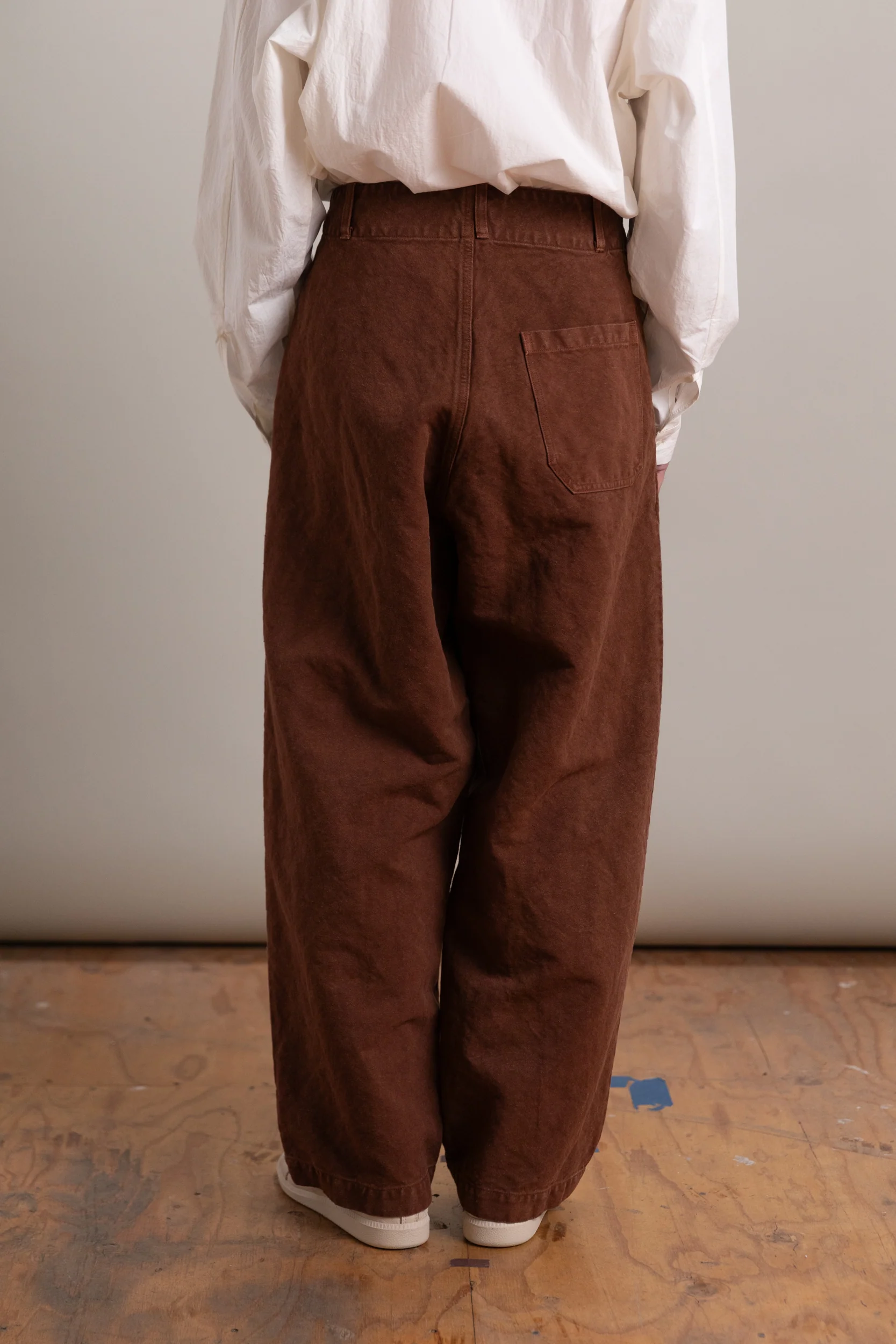 WIDE PANTS IN BROWN HEAVY COTTON HEMP OXFORD - Image 6