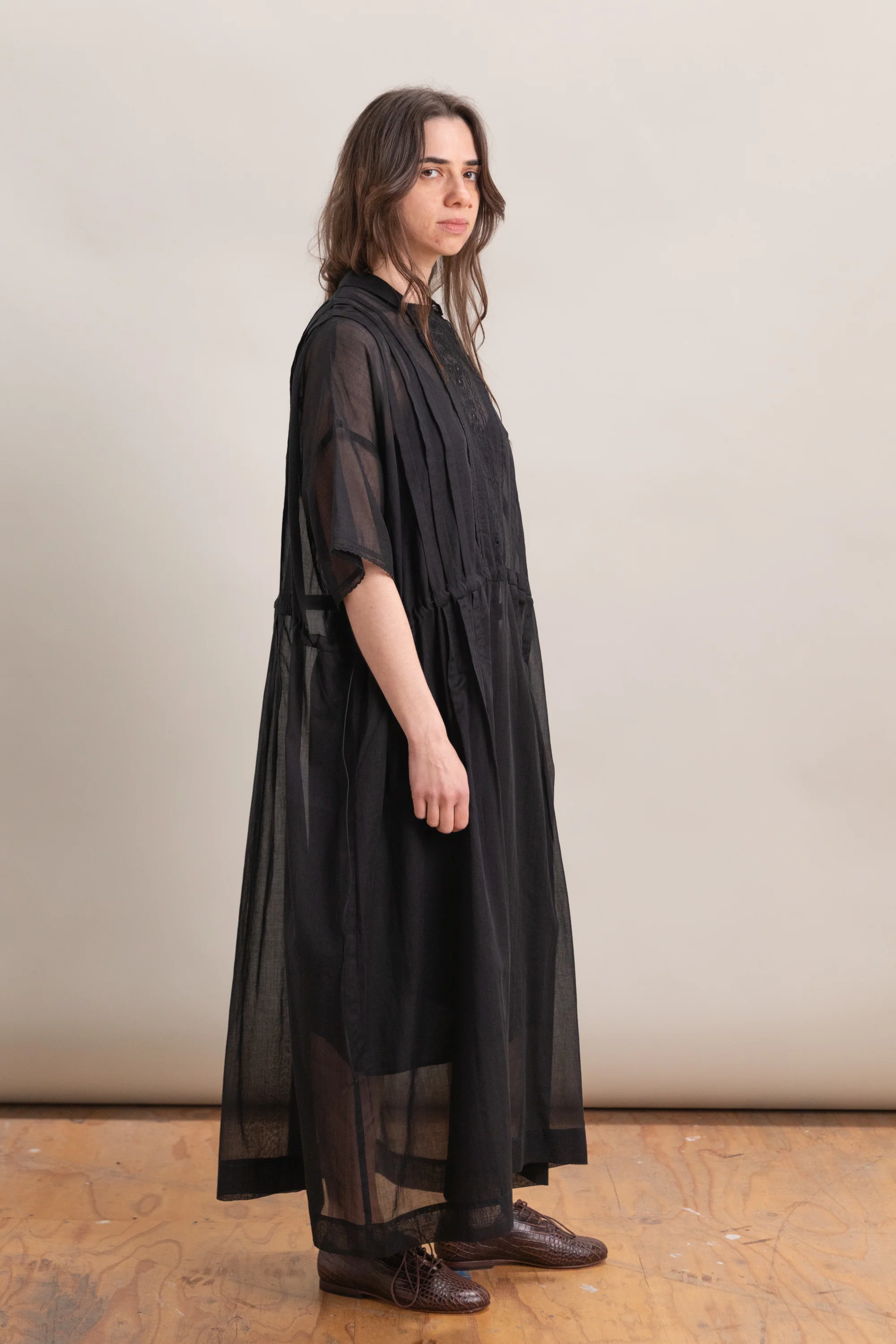 COTTON LAWN DRESS WITH EMBROIDERY IN BLACK - Image 8