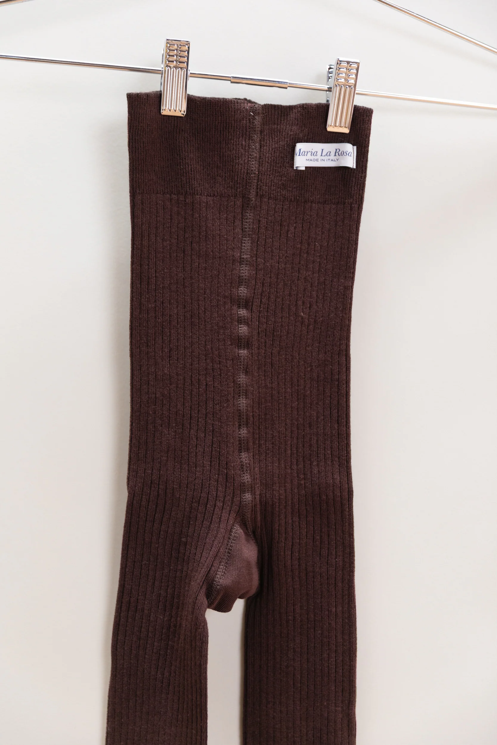 COTTON RIBBED TIGHTS IN BROWN - Image 2