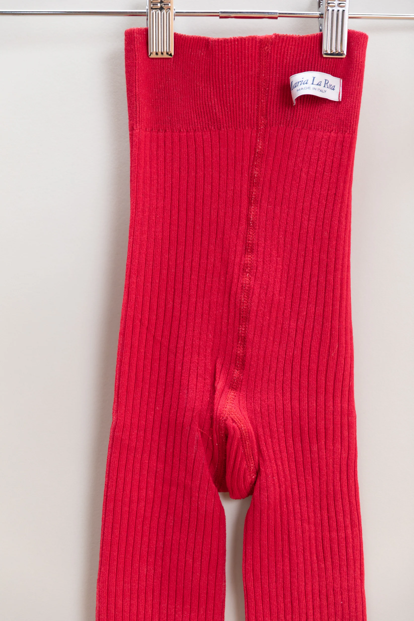 COTTON RIBBED TIGHTS IN RED
