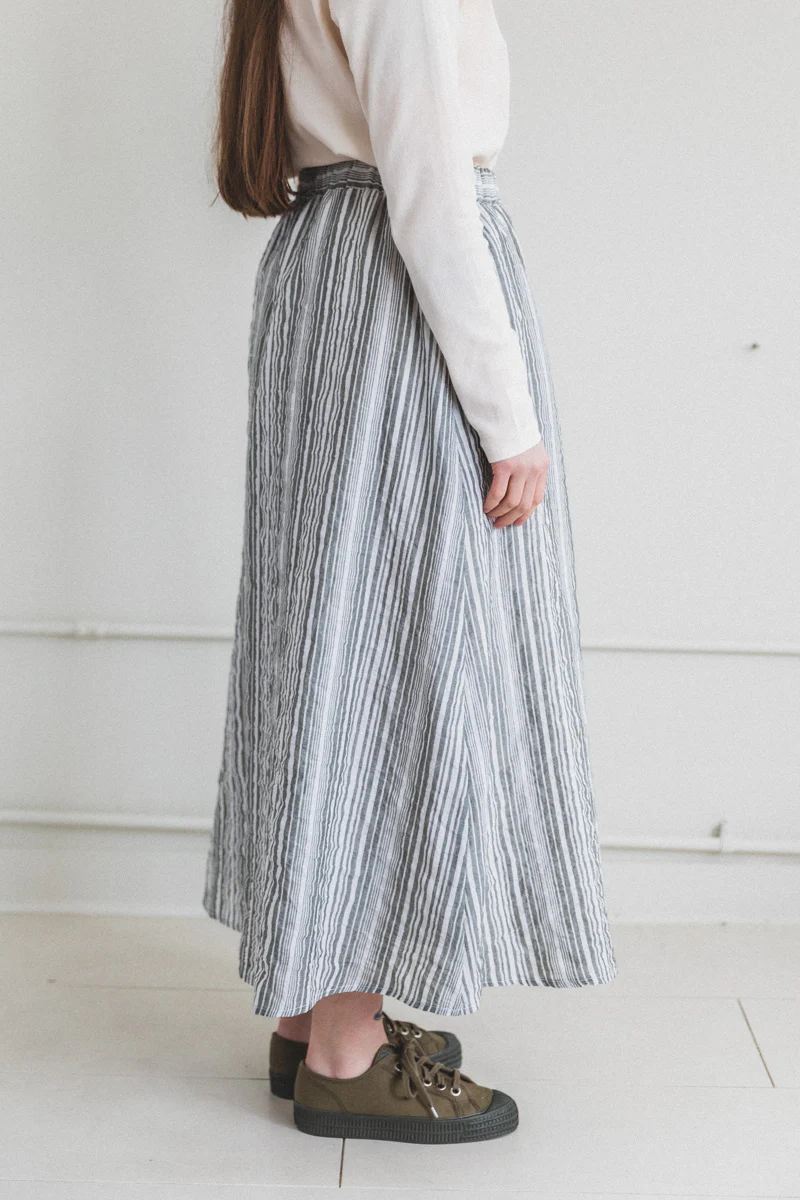 DAILY SKIRT IN GREEN AND WHITE STRIPE - Image 4