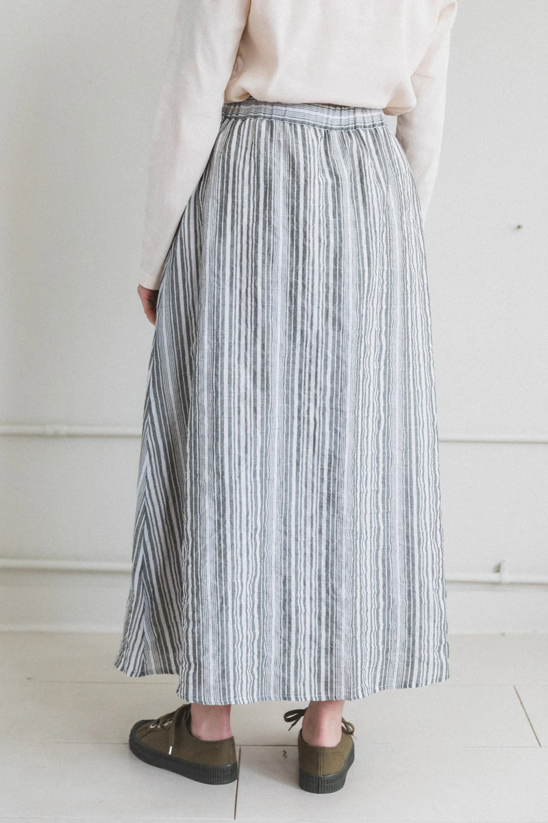 DAILY SKIRT IN GREEN AND WHITE STRIPE - Image 5