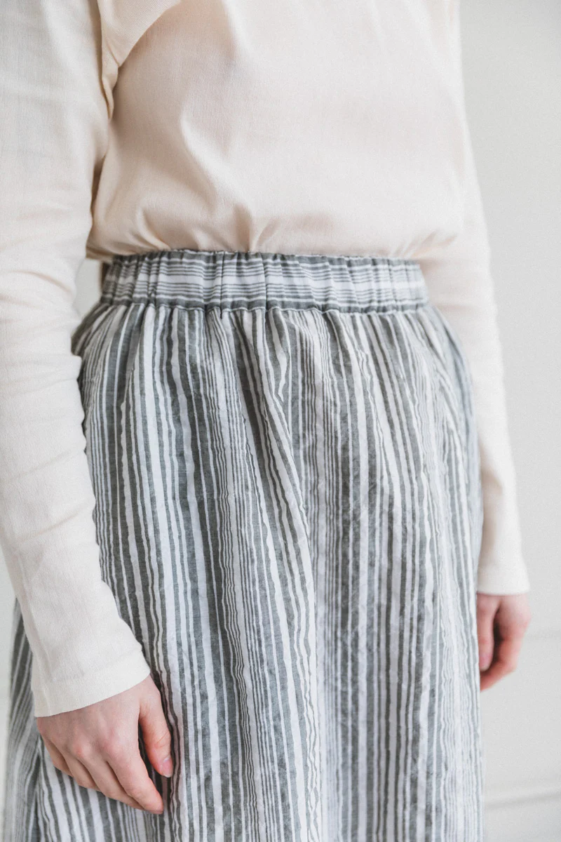 DAILY SKIRT IN GREEN AND WHITE STRIPE - Image 6