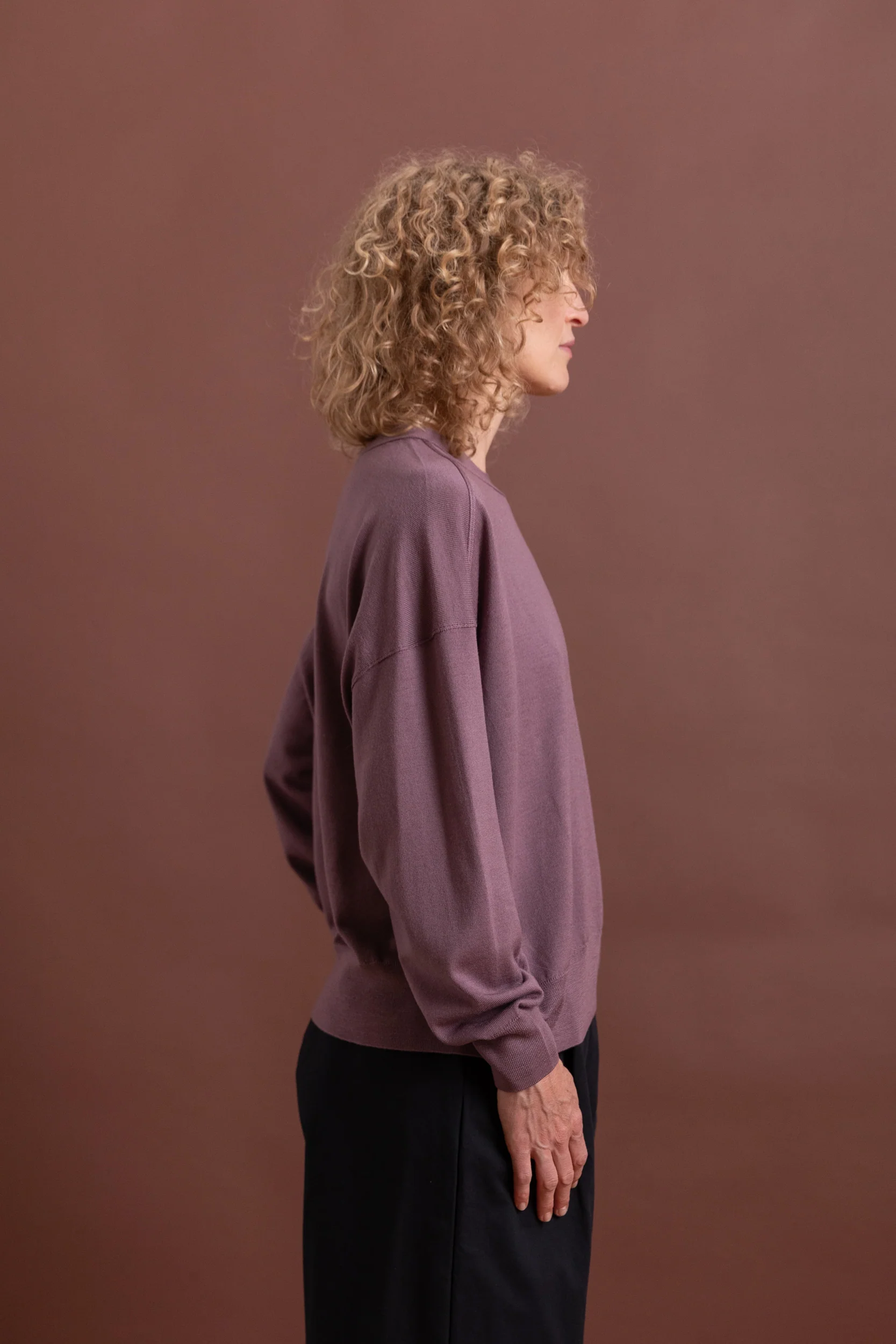DESCEND TOP IN MAUVE MERINO KNIT - Image 3