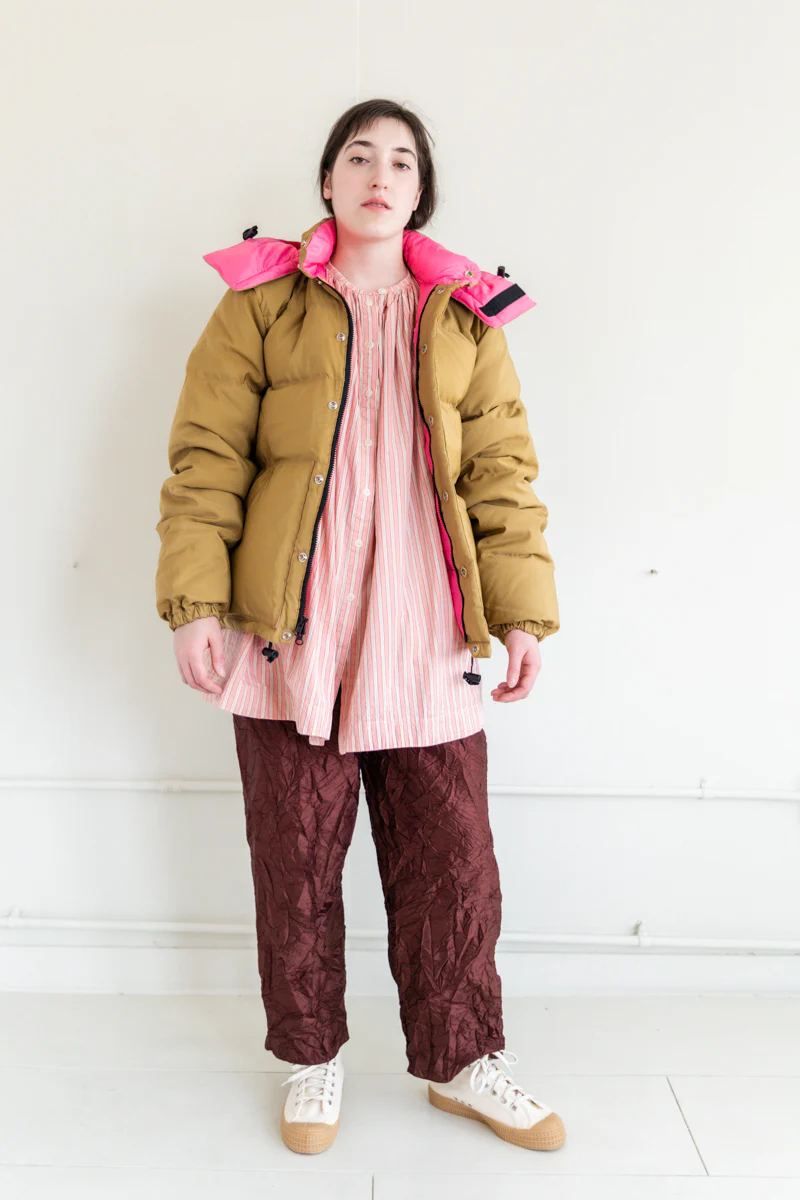 DOWN SWEATER IN TAN & BERRY - Image 3