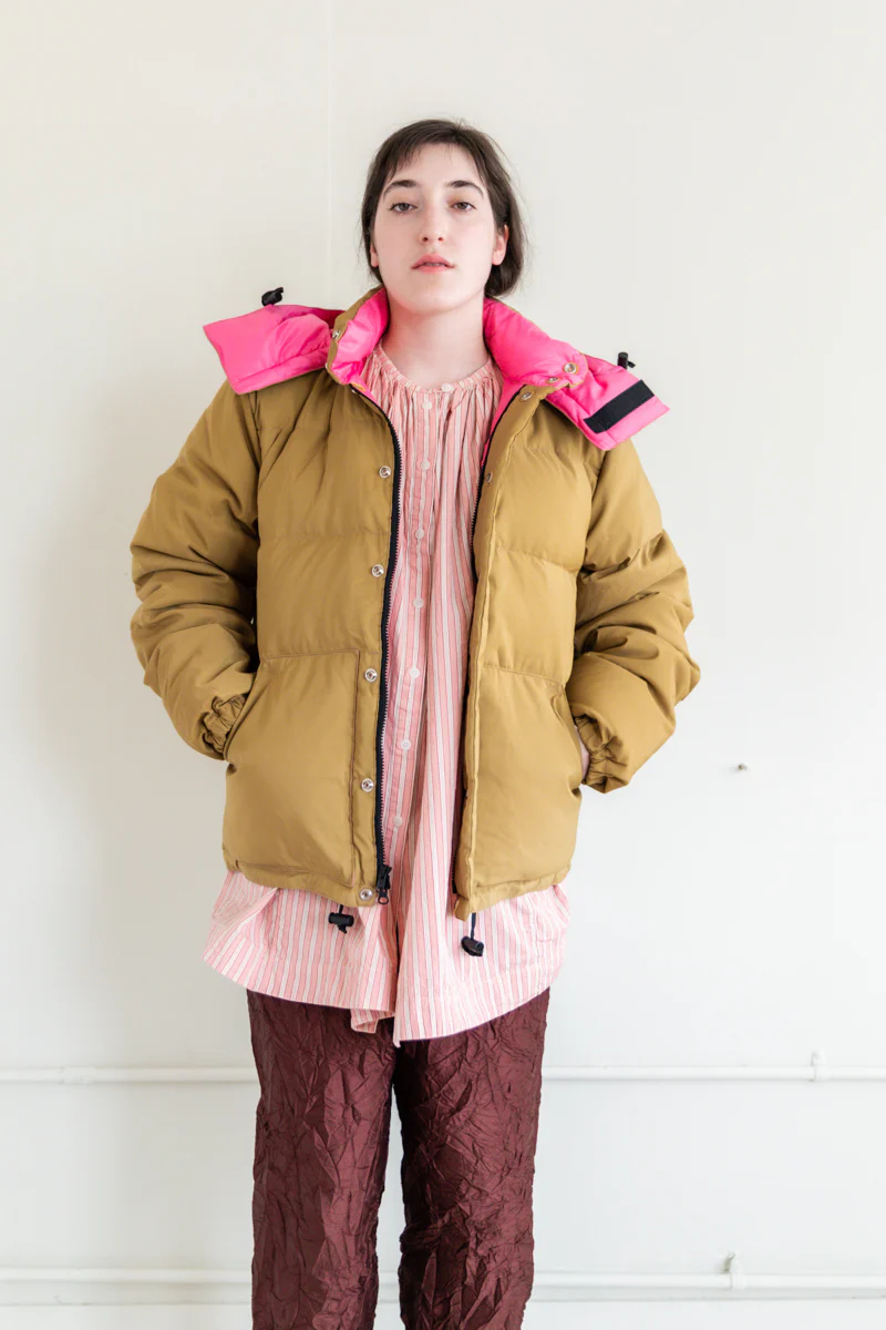 DOWN SWEATER IN TAN & BERRY - Image 6