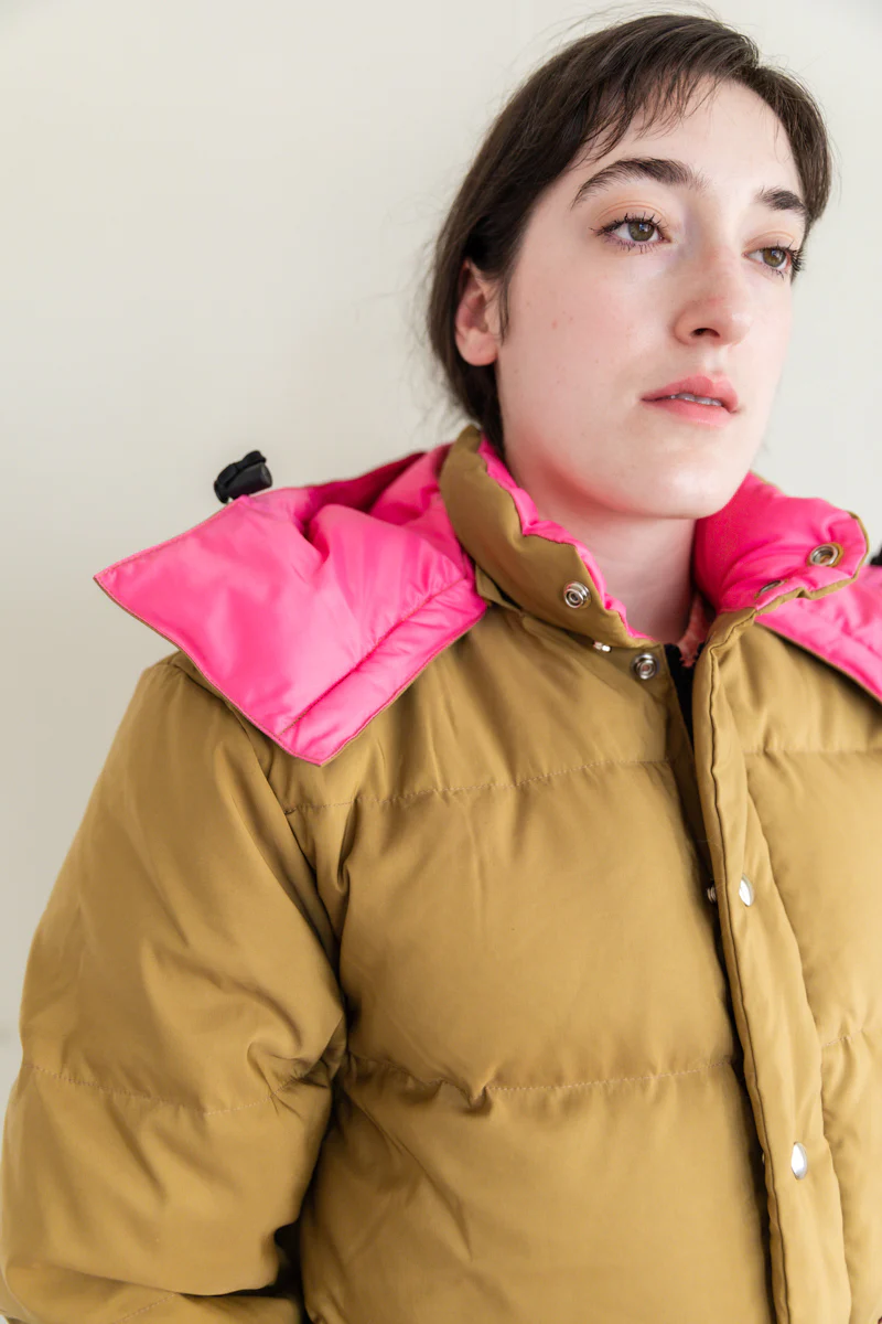 DOWN SWEATER IN TAN & BERRY - Image 7