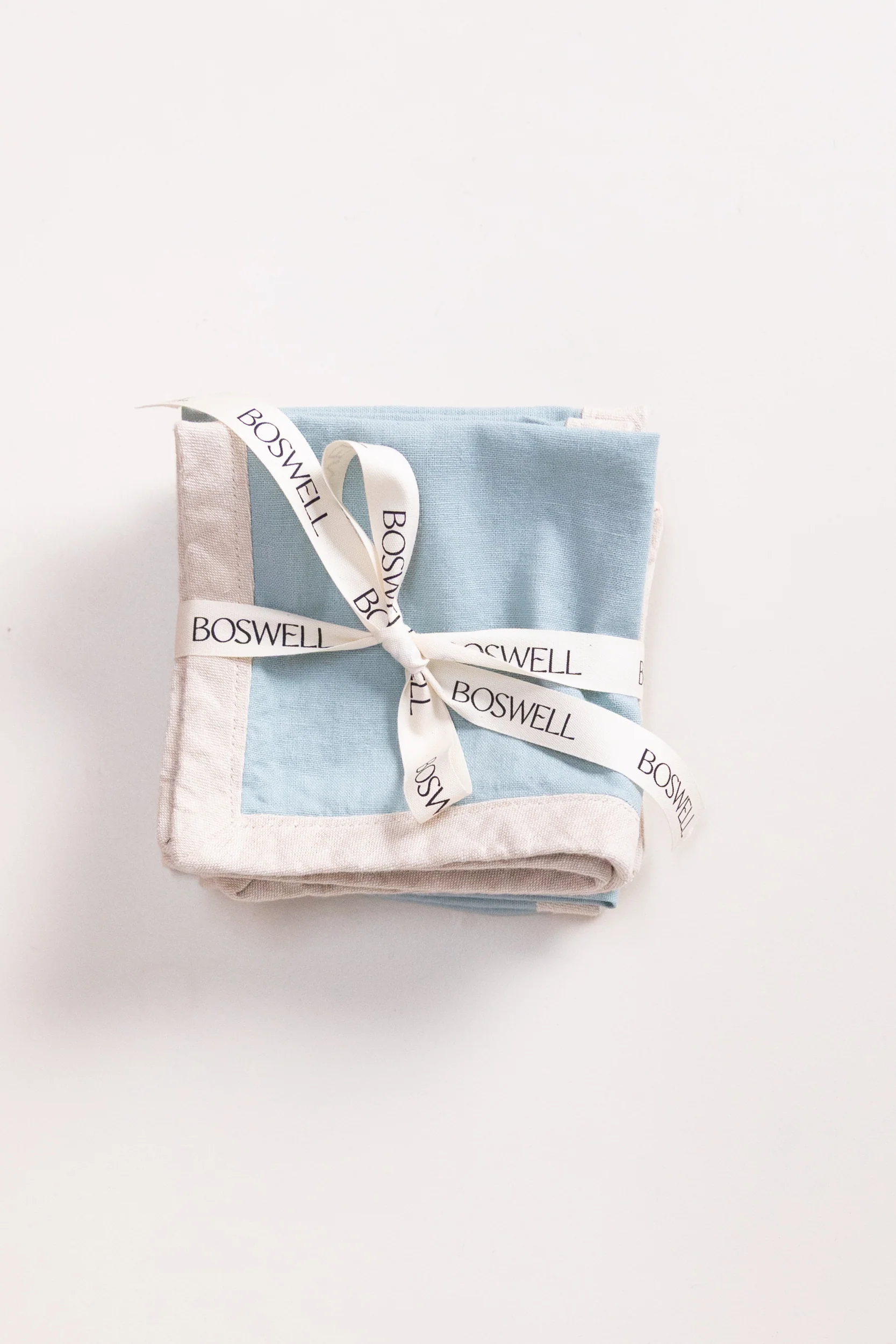 EDGED COCKTAIL NAPKINS IN BLUE LINEN - SET OF FOUR