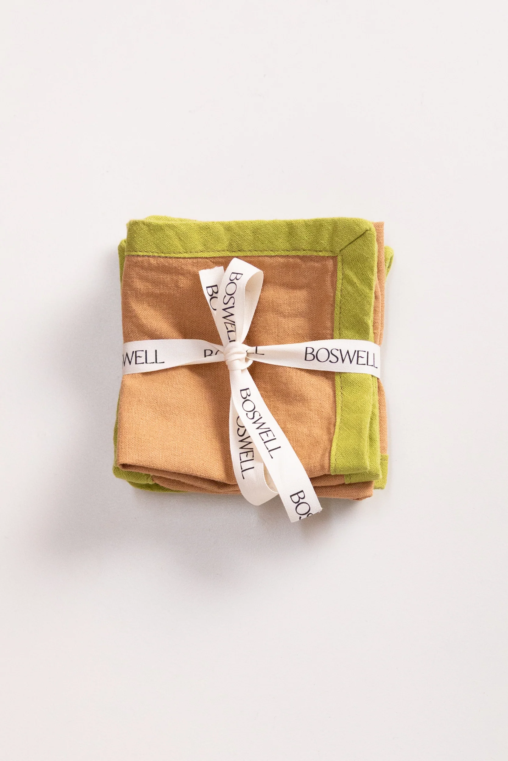 EDGED COCKTAIL NAPKINS IN CAMEL LINEN - SET OF FOUR