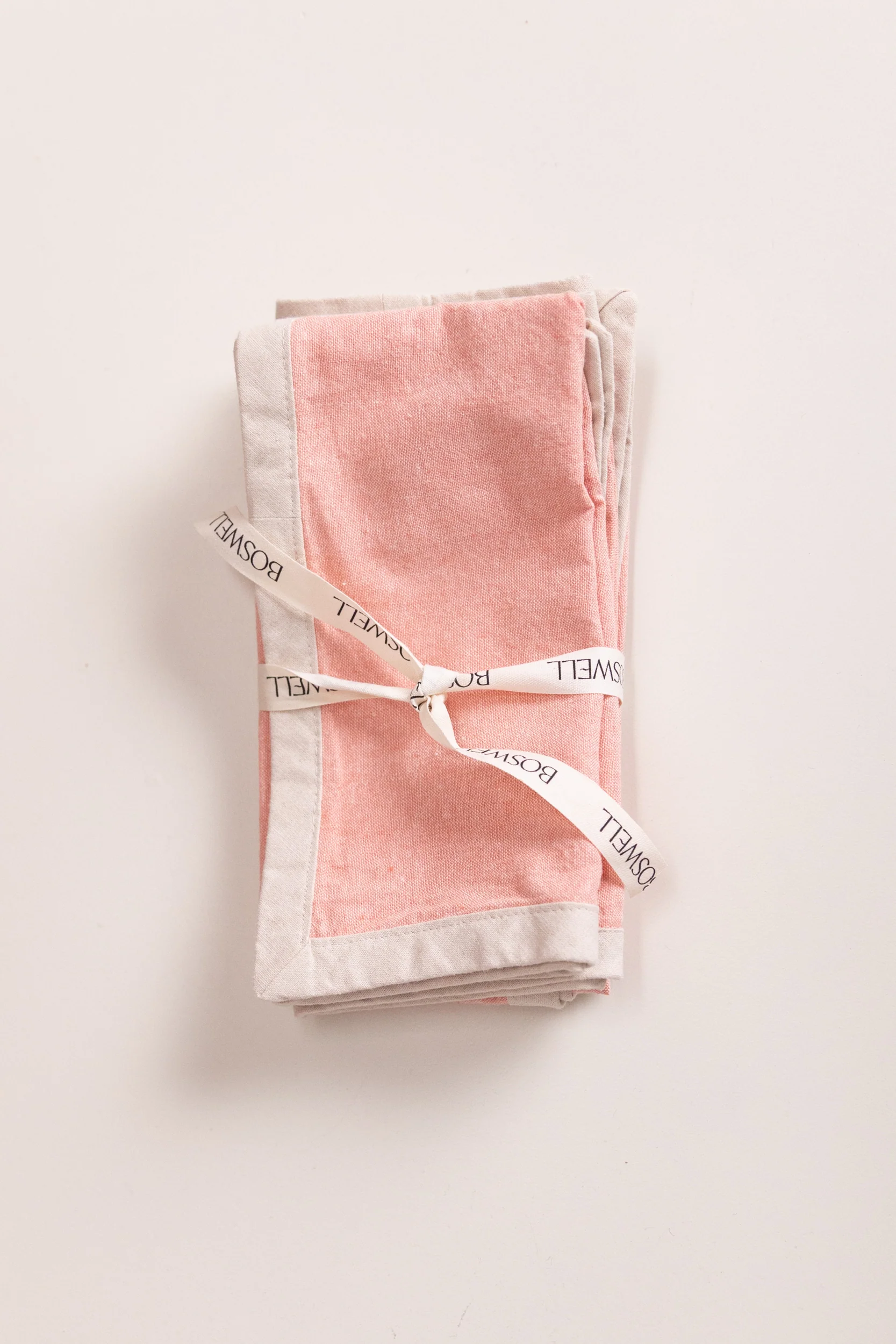 EDGED COCKTAIL NAPKINS IN CORAL LINEN - SET OF TWO - Image 2