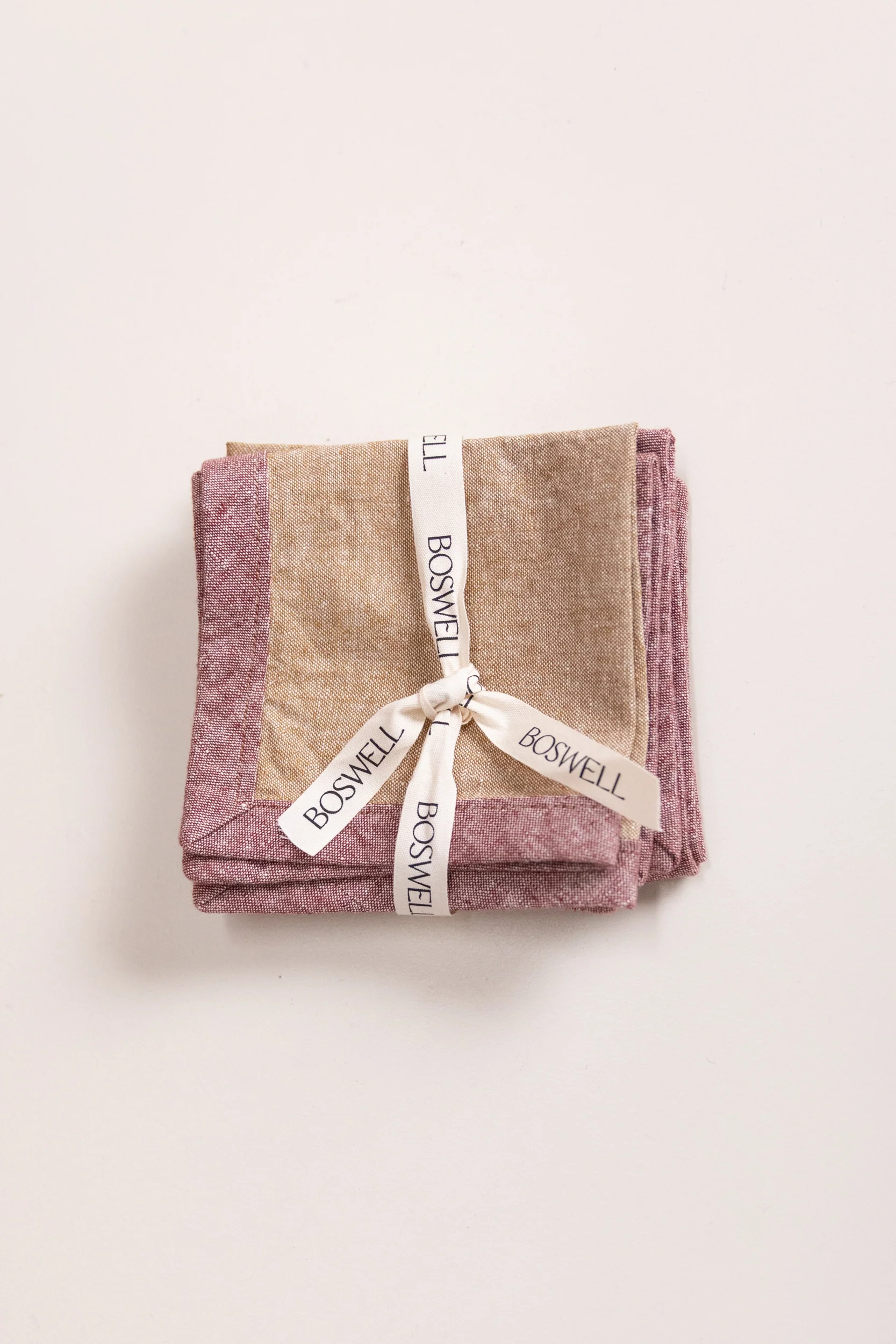 EDGED COCKTAIL NAPKINS IN TAUPE LINEN - SET OF FOUR